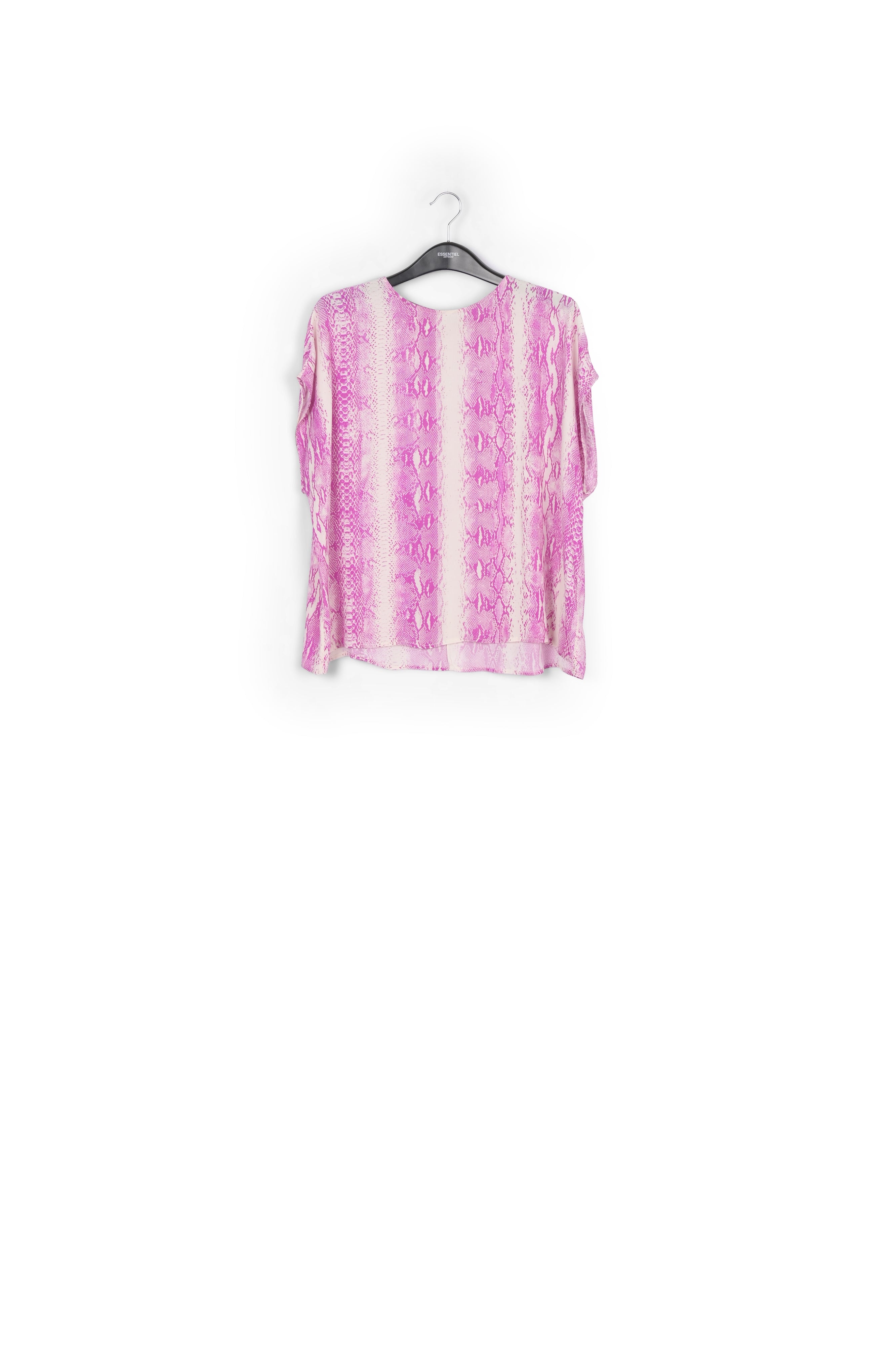 White and purple snake-print short-sleeved top RE—SSENTIEL | Essentiel second hand
