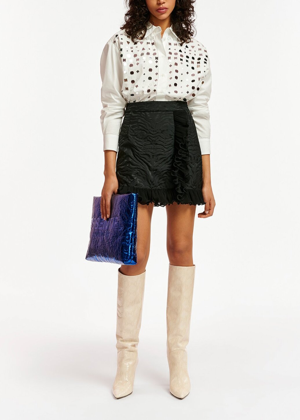 Black mini skirt with ruffle RE—SSENTIEL | Essentiel second hand
