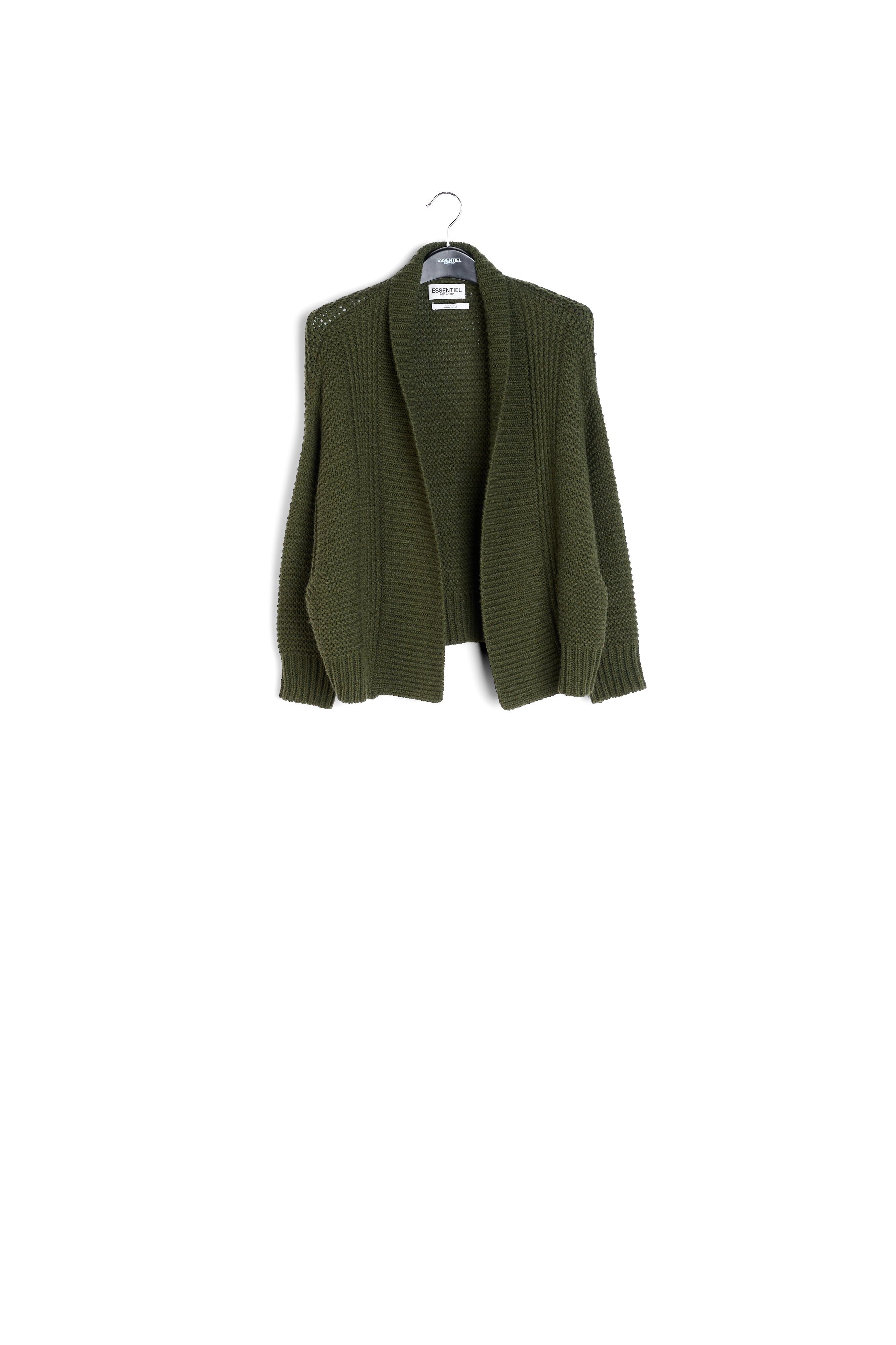 Pine green big sleeves knit cardigan RE—SSENTIEL | Essentiel second hand