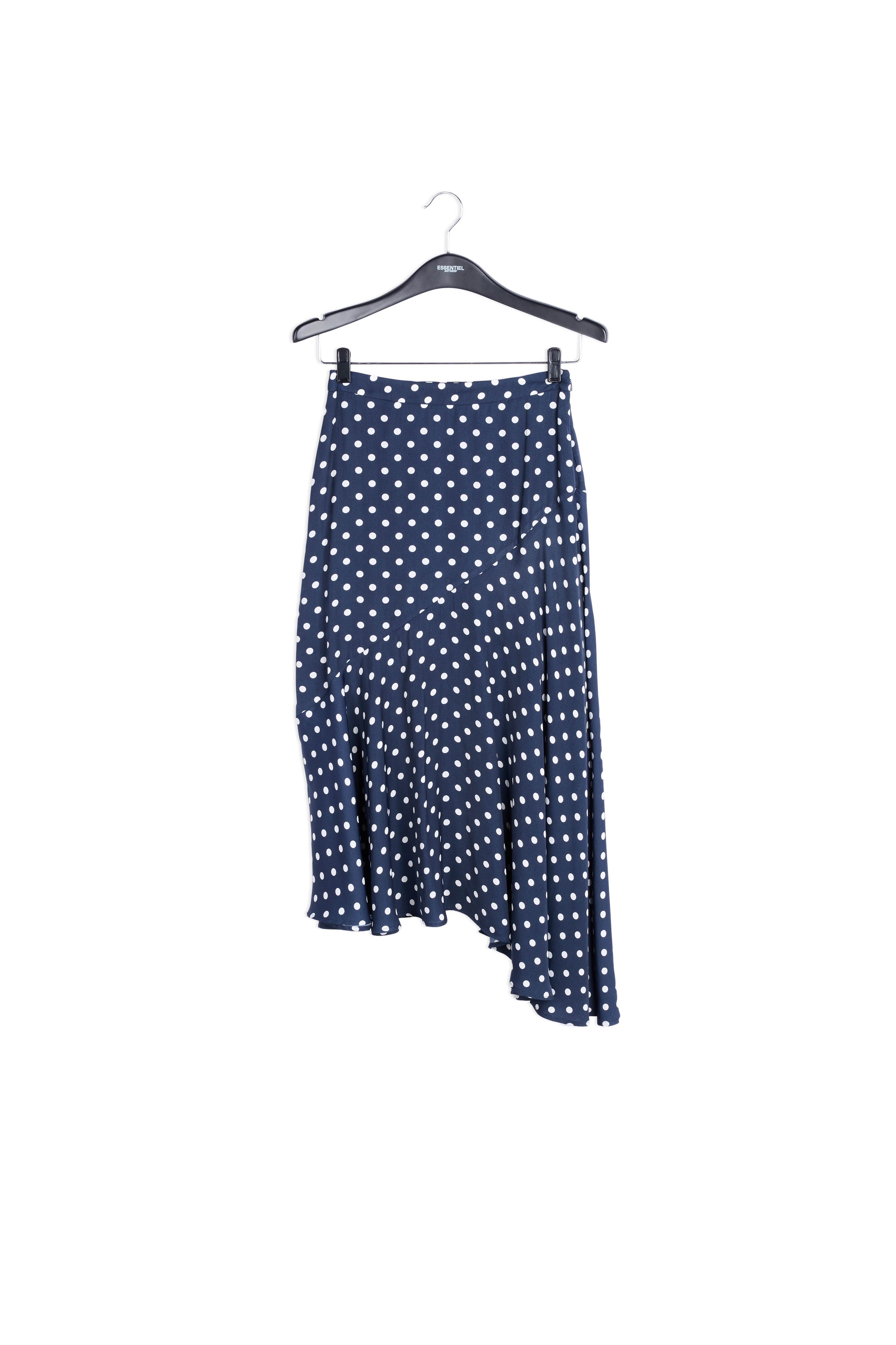 Dark blue polka dot midi skirt RE—SSENTIEL | Essentiel second hand