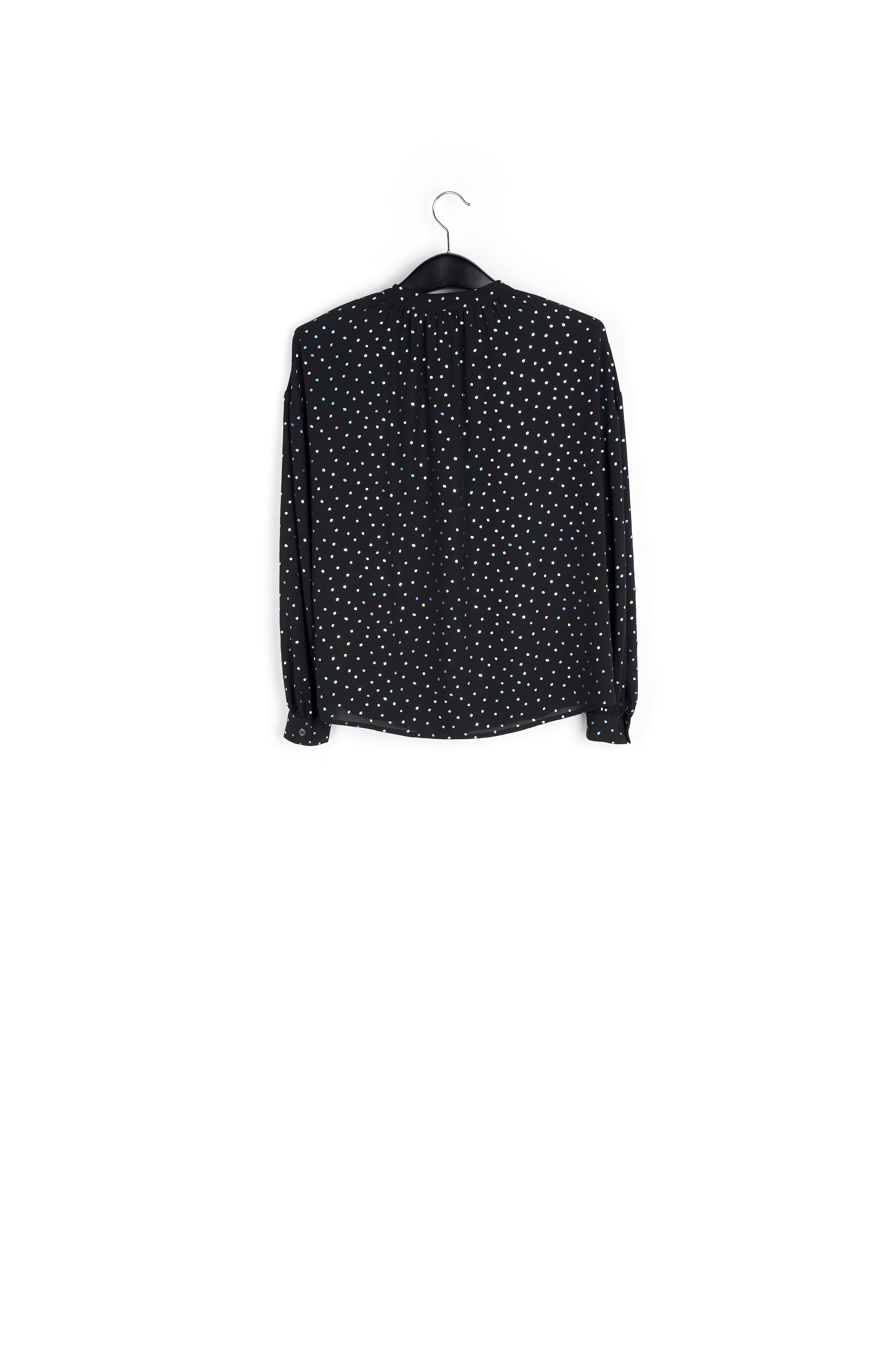Black buttoned blouse with holographic polka dots RE—SSENTIEL | Essentiel second hand