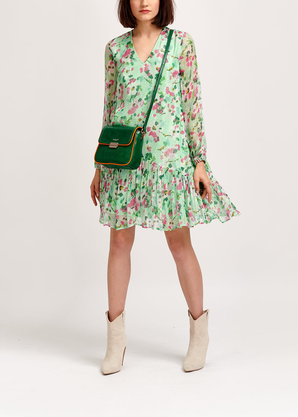 Mint green floral-print a-line dress RE—SSENTIEL | Essentiel second hand