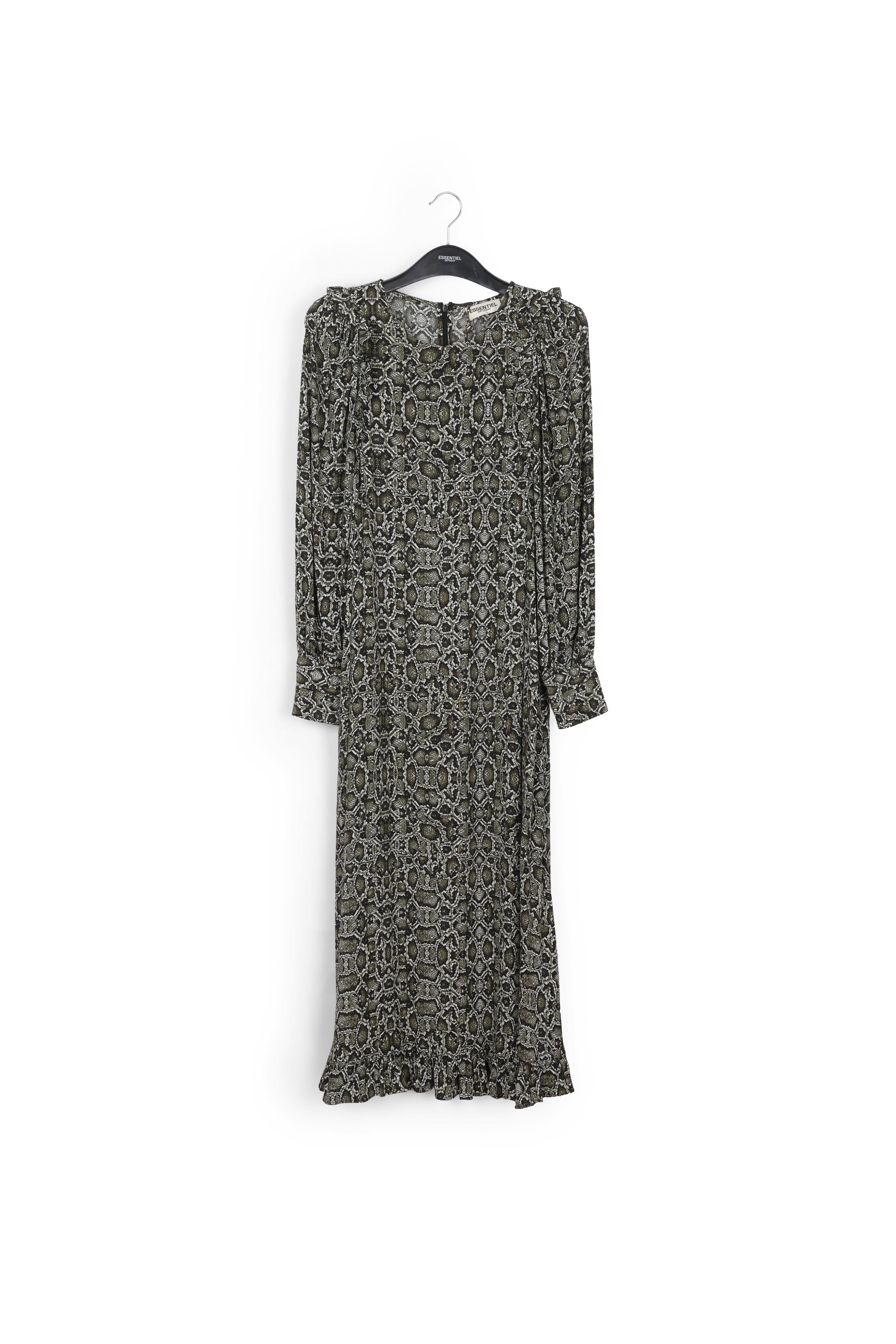 Robe midi vert kaki à imprimé serpent RE—SSENTIEL | Essentiel second hand