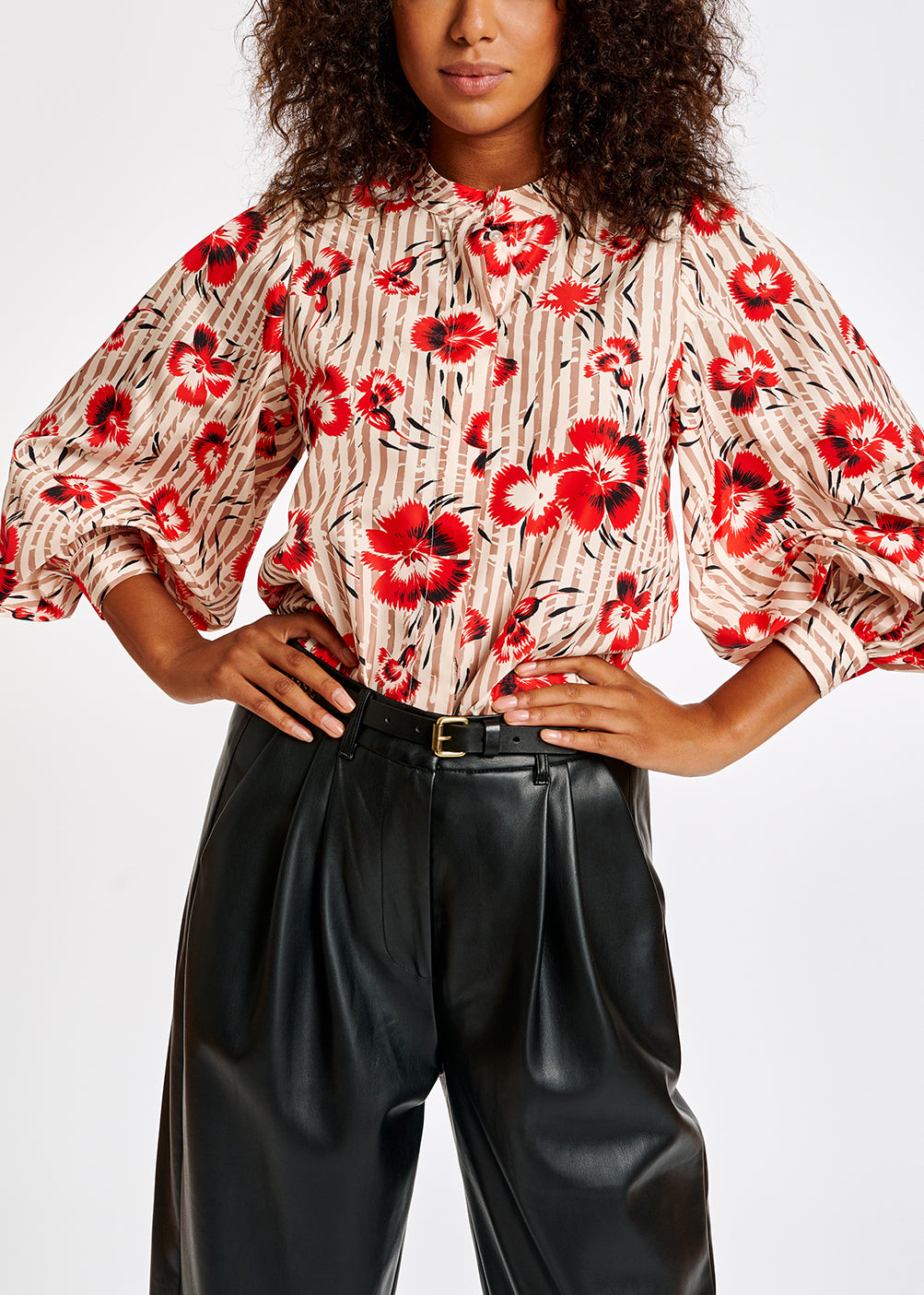 Top à  rayures et fleurs rouges RE—SSENTIEL | Essentiel second hand