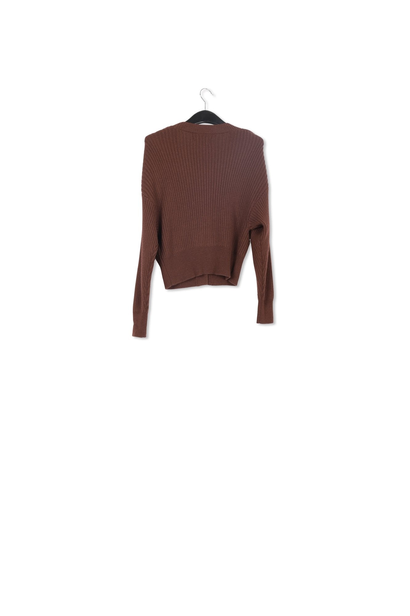 Cardigan brun en V à  boutons strass RE—SSENTIEL | Essentiel second hand