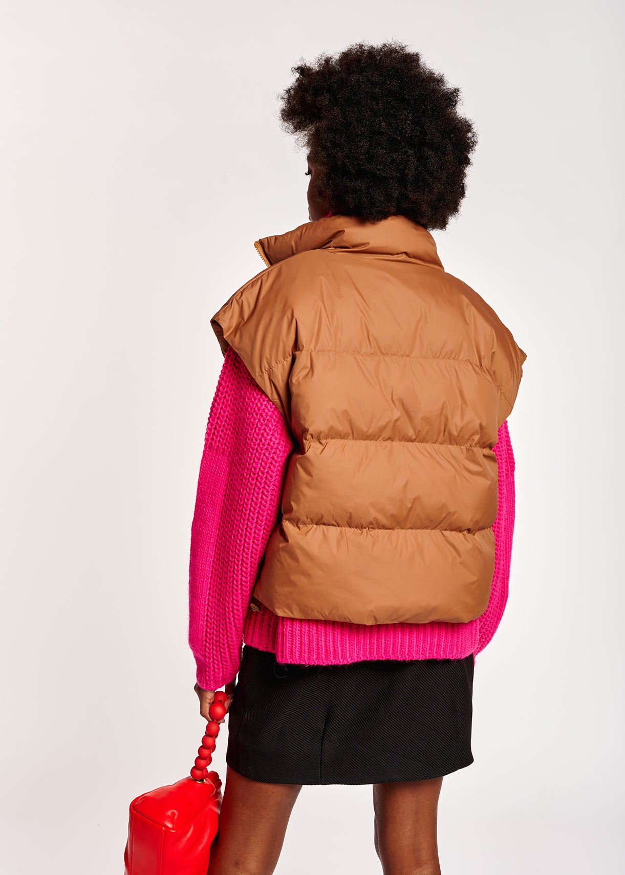 Brown sleeveless puffer jacket RE—SSENTIEL | Essentiel second hand