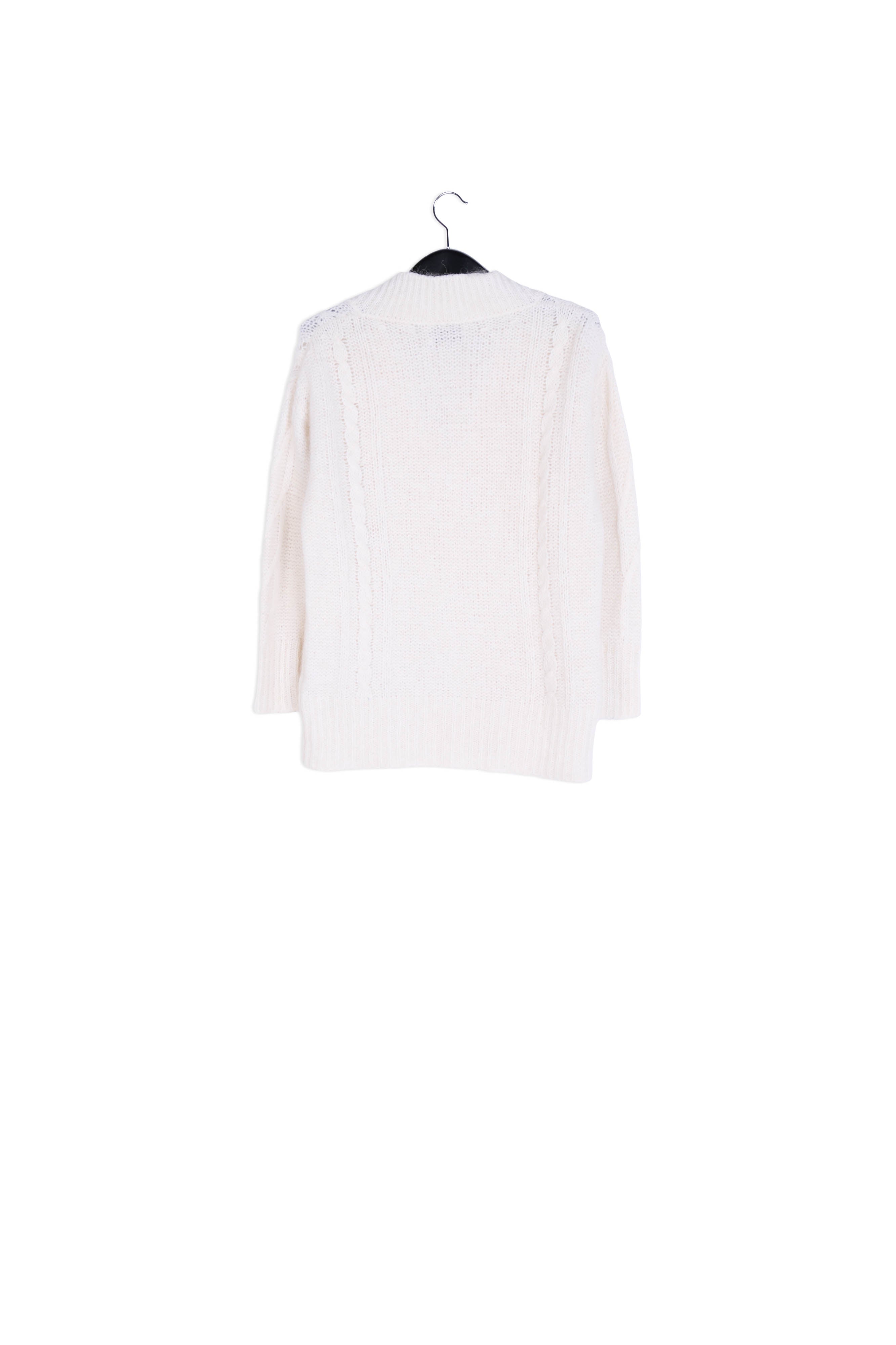 Off-white long cable-knit V-neck sweater RE—SSENTIEL | Essentiel second hand
