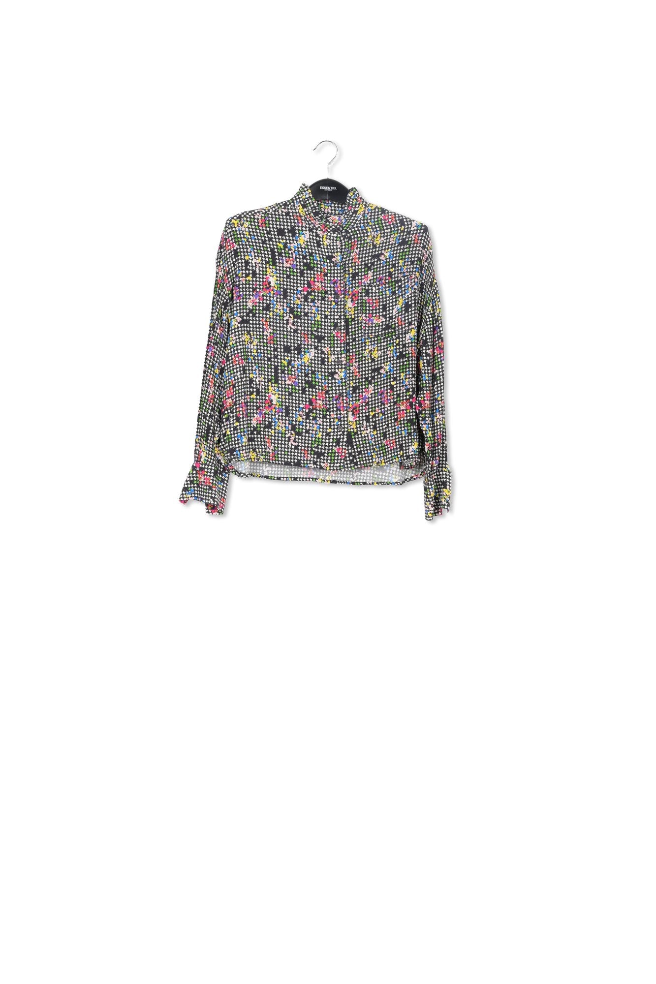 Black and white boxy shirt with frilled collar RE—SSENTIEL | Essentiel second hand