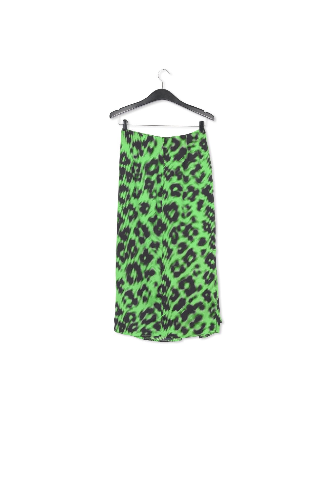 Green draped midi-length skirt with leopard print RE—SSENTIEL | Essentiel second hand
