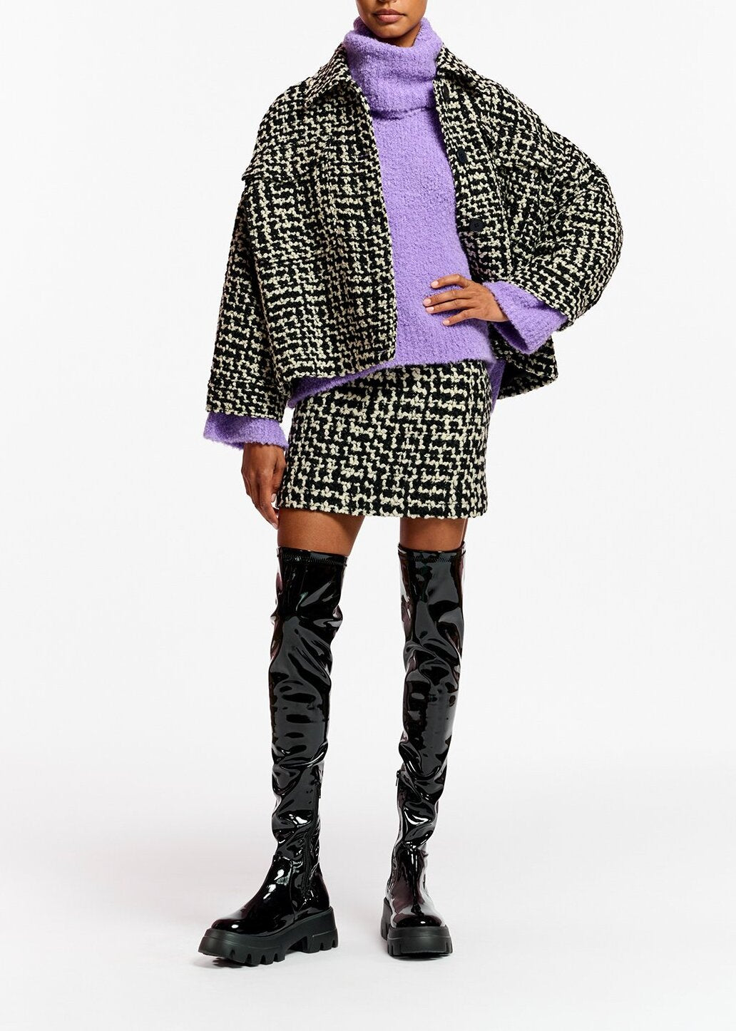 Dark lilac knit sweater with separate collar RE—SSENTIEL | Essentiel second hand