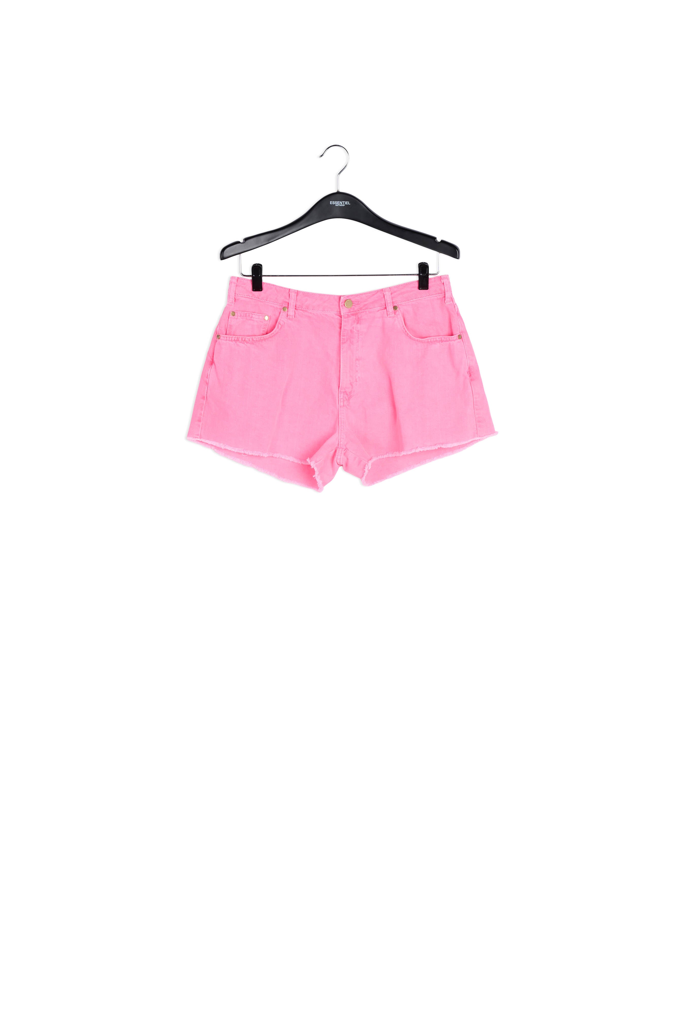 Neon pink frayed denim shorts RE—SSENTIEL | Essentiel second hand