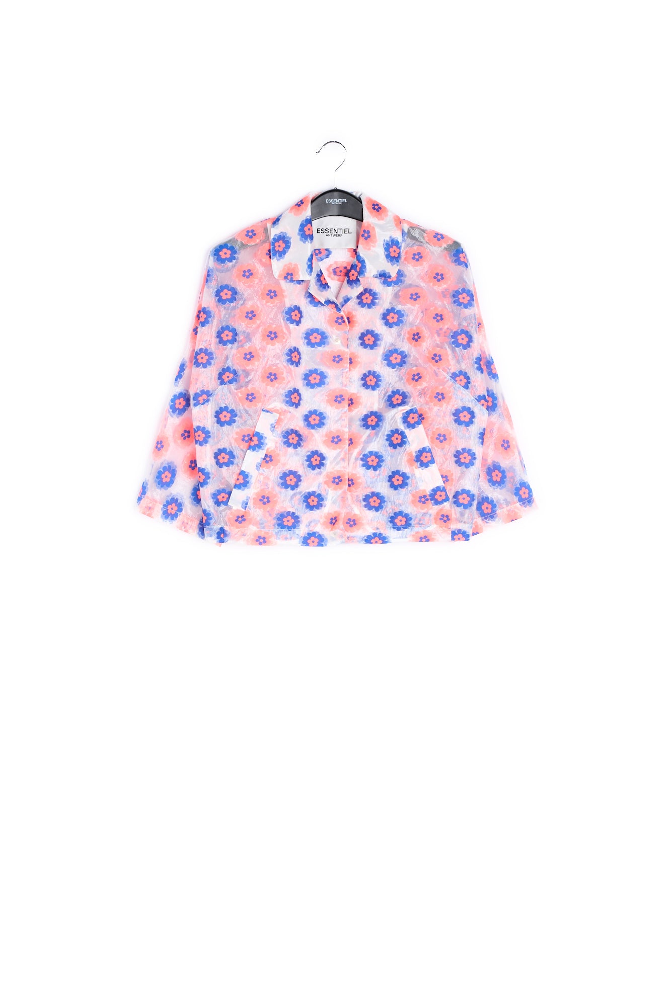 Neon pink and blue floral-print see-through jacket RE—SSENTIEL | Essentiel second hand