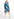 Blue, black and white graphic print knee-length dress Faume - seconde main