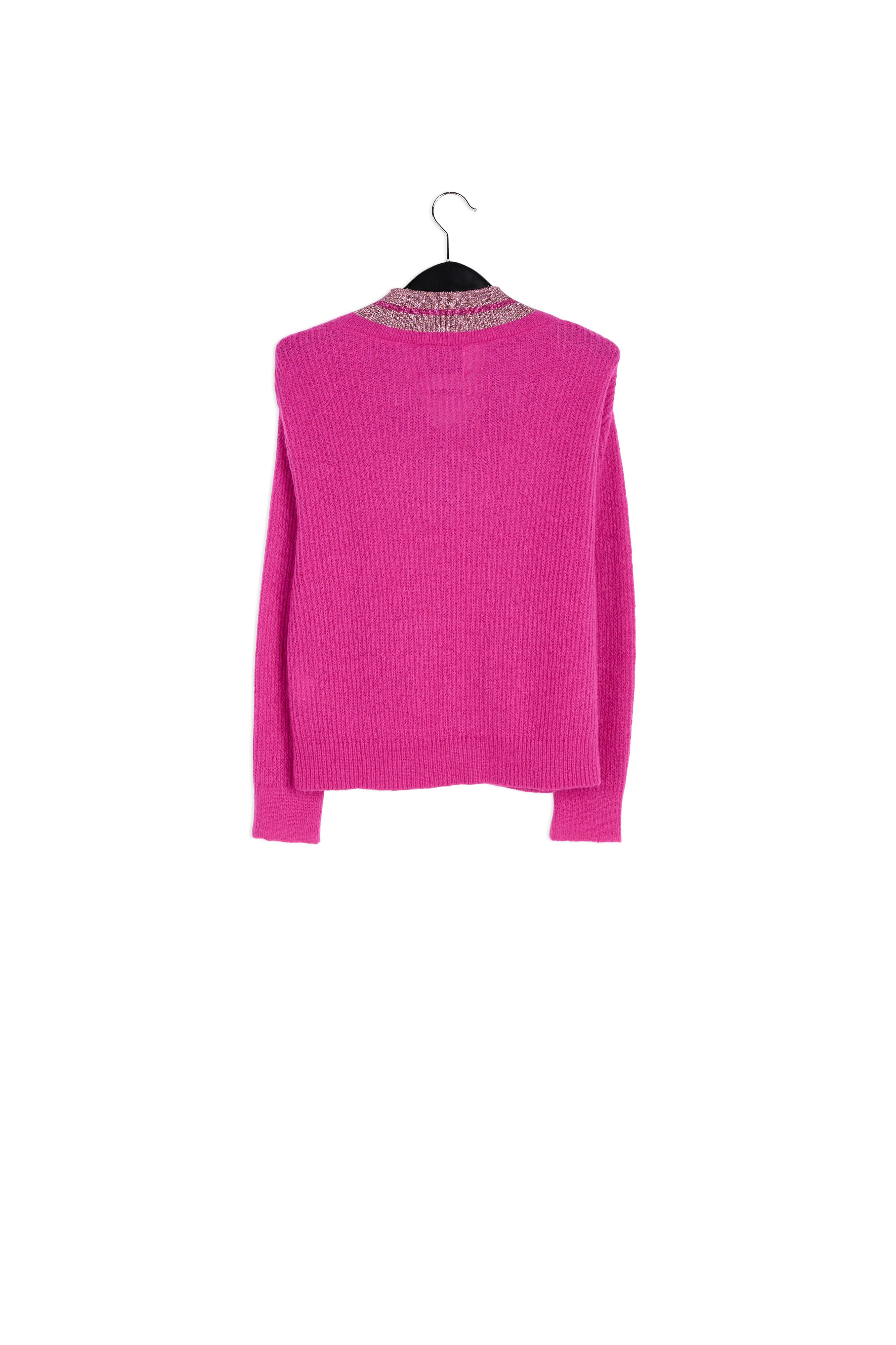 Light rose V-neck knitted sweater with lurex RE—SSENTIEL | Essentiel second hand