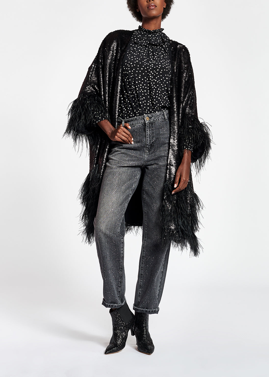 Zwarte top met stippen RE—SSENTIEL | Essentiel second hand