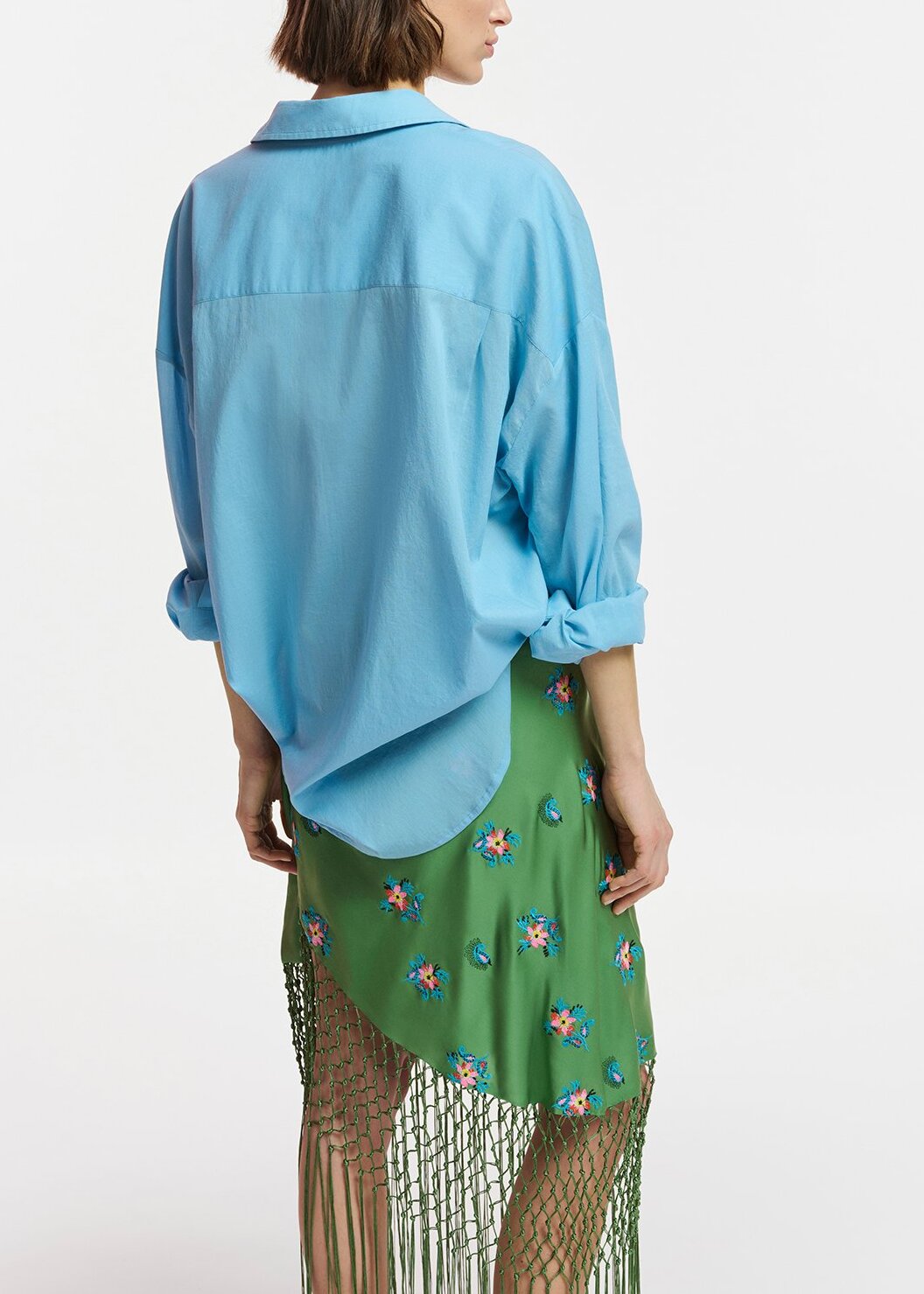 Blue oversized cotton-voile shirt RE—SSENTIEL | Essentiel second hand