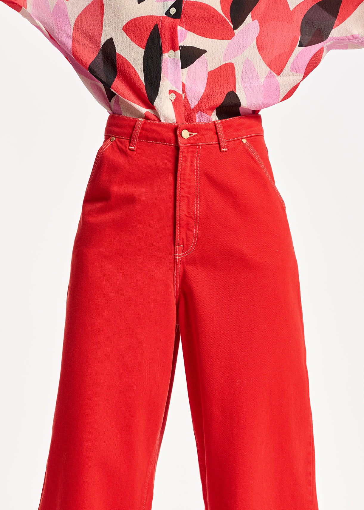 Red denim wide-leg jeans RE—SSENTIEL | Essentiel second hand