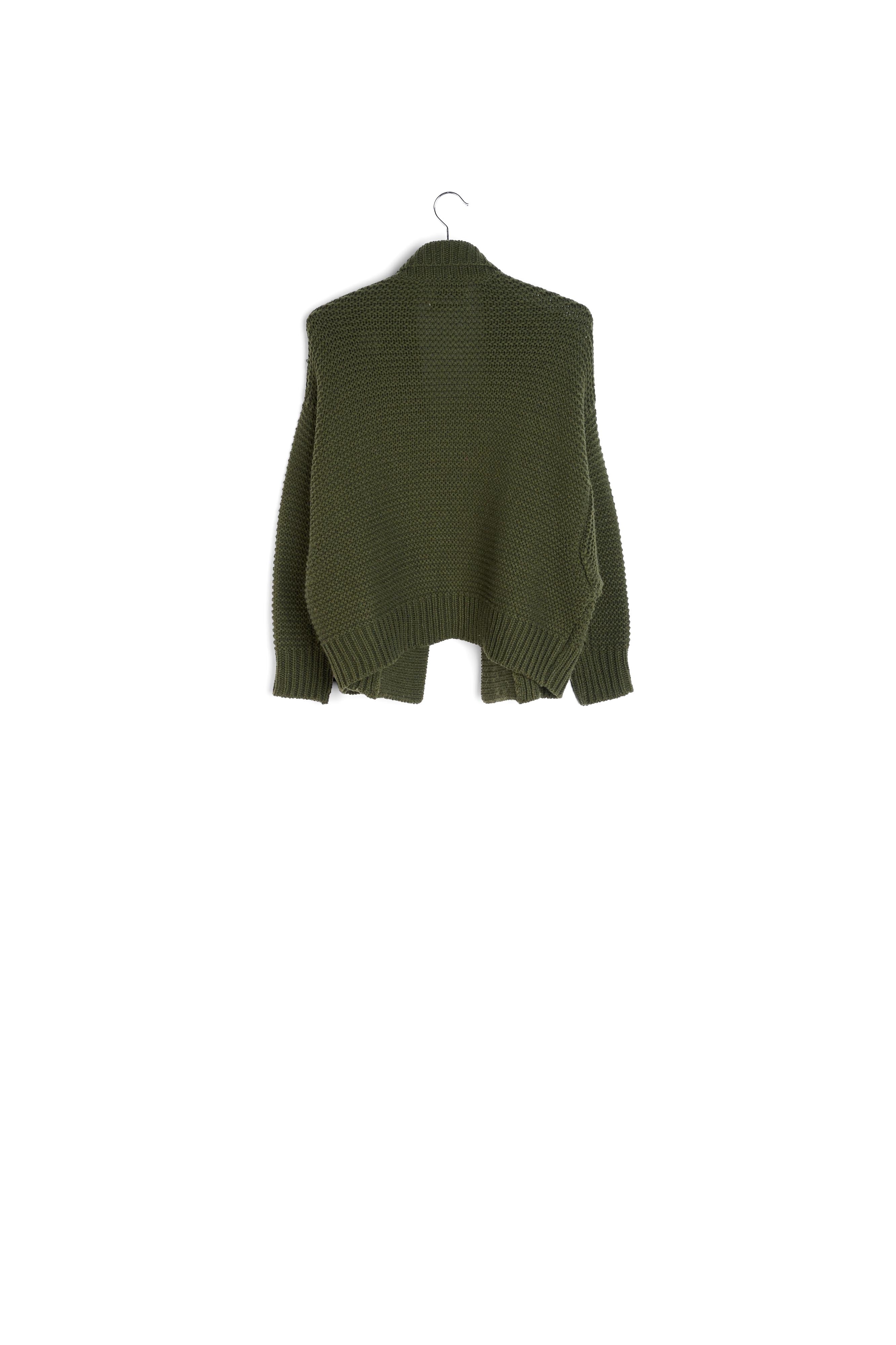 Pine green big sleeves knit cardigan RE—SSENTIEL | Essentiel second hand