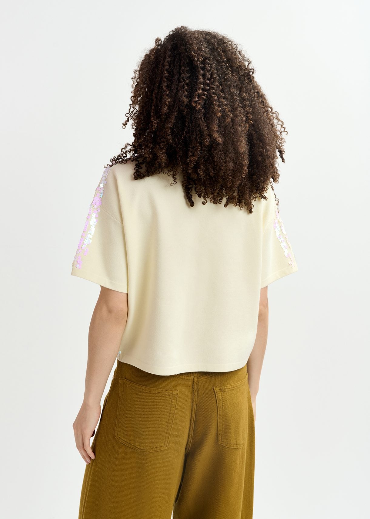 Polo écru orné de paillettes RE—SSENTIEL | Essentiel second hand