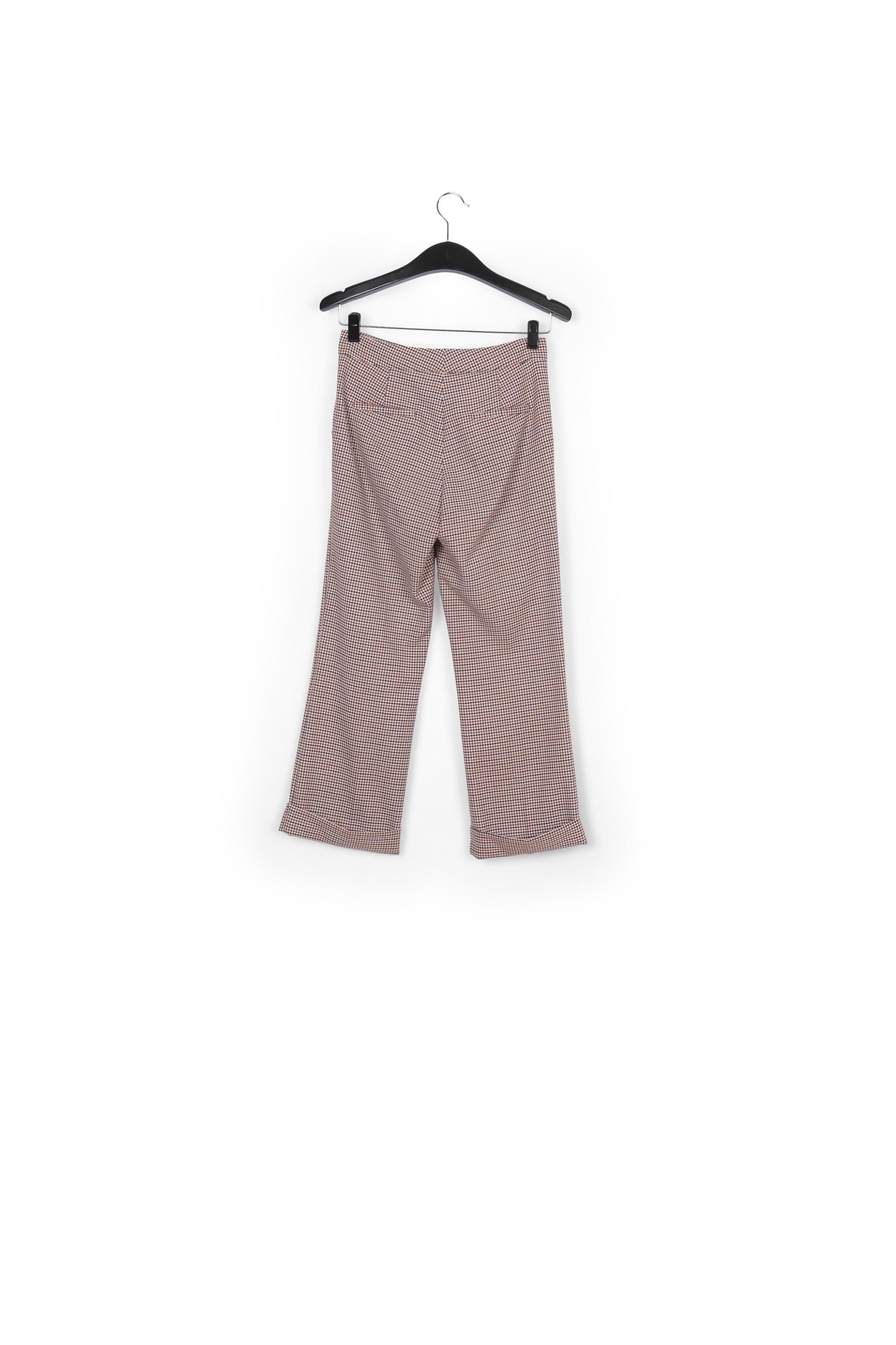 Pantalon 7/8ème pied-de-poule marron avec ourlet replié RE—SSENTIEL | Essentiel second hand