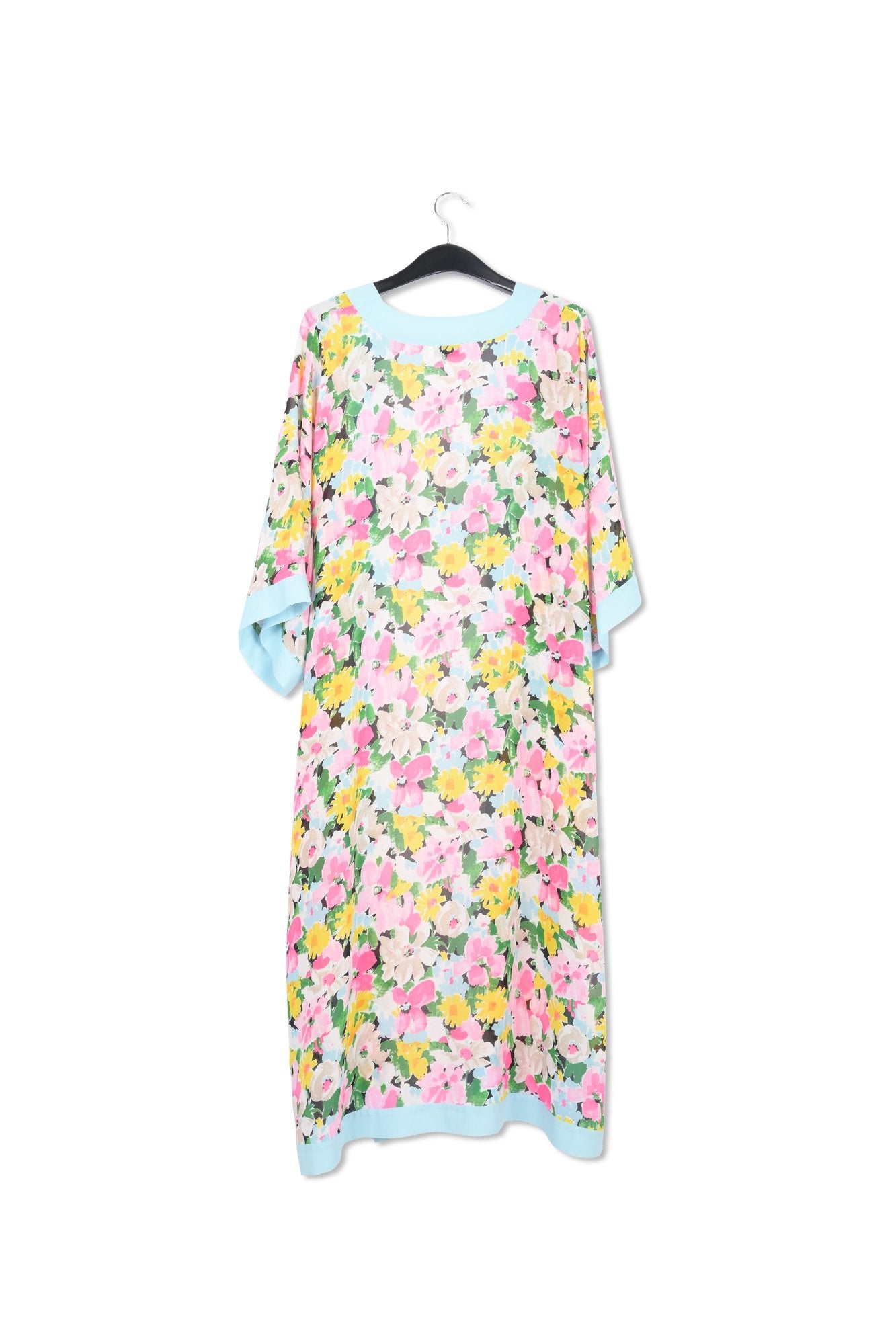 Kimono fleuri bleu clair, rose et vert RE—SSENTIEL | Essentiel second hand