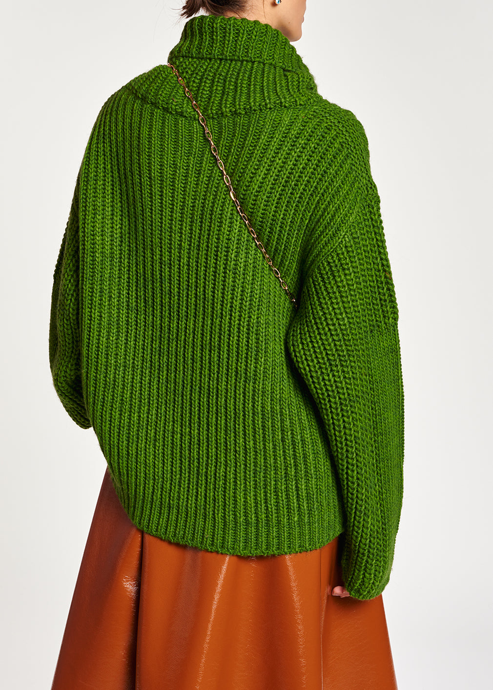 Green chunky ribbed turtleneck sweater RE—SSENTIEL | Essentiel second hand