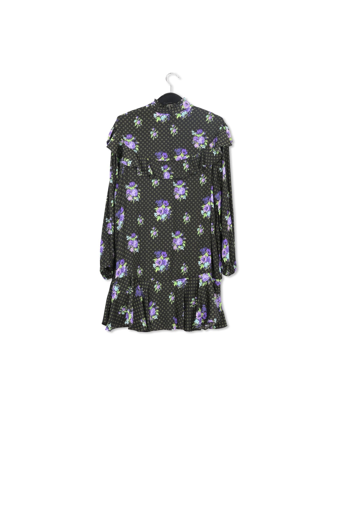 Black and purple ruffled a-line dress RE—SSENTIEL | Essentiel second hand