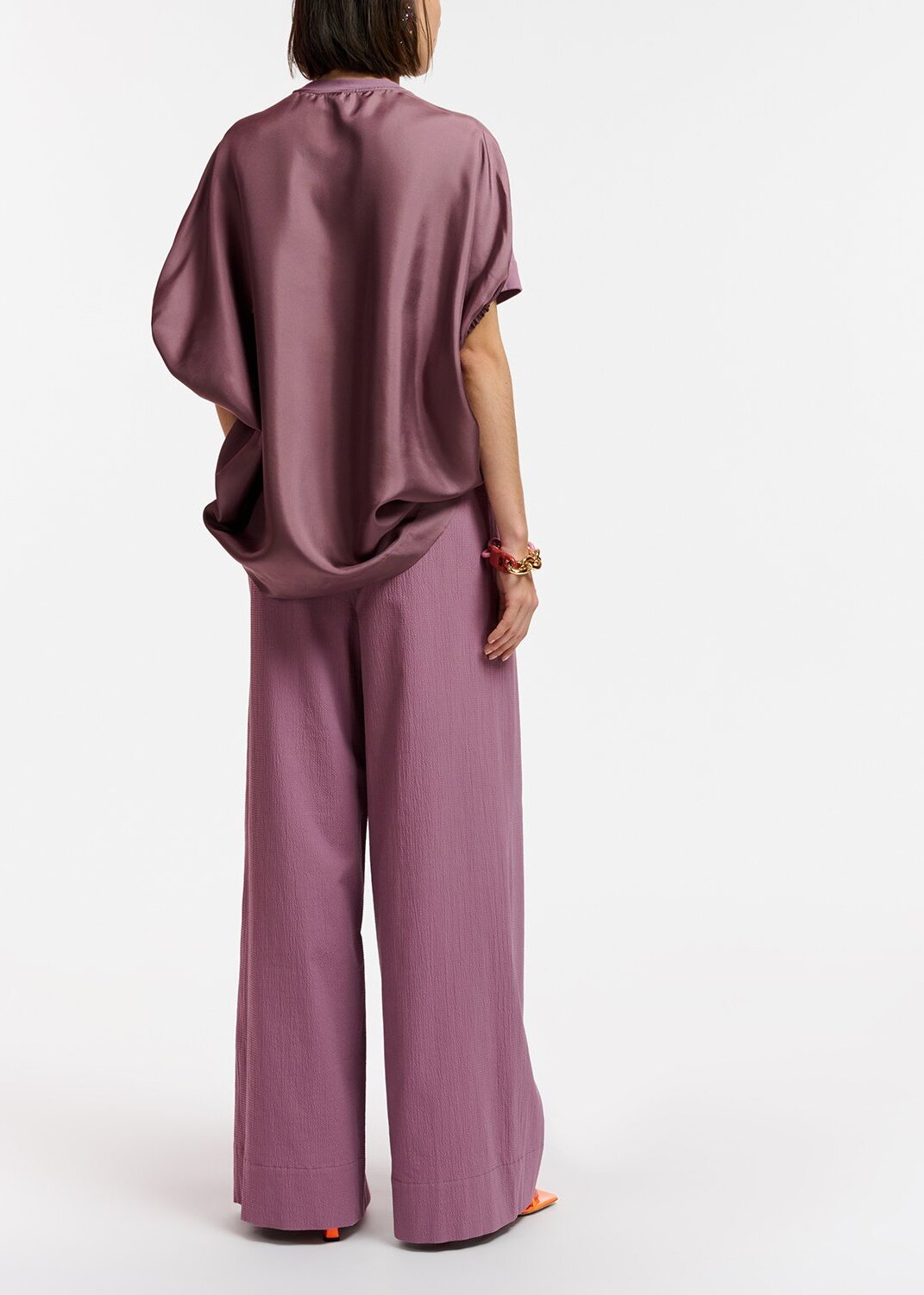 Mauve wide-leg pants RE—SSENTIEL | Essentiel second hand