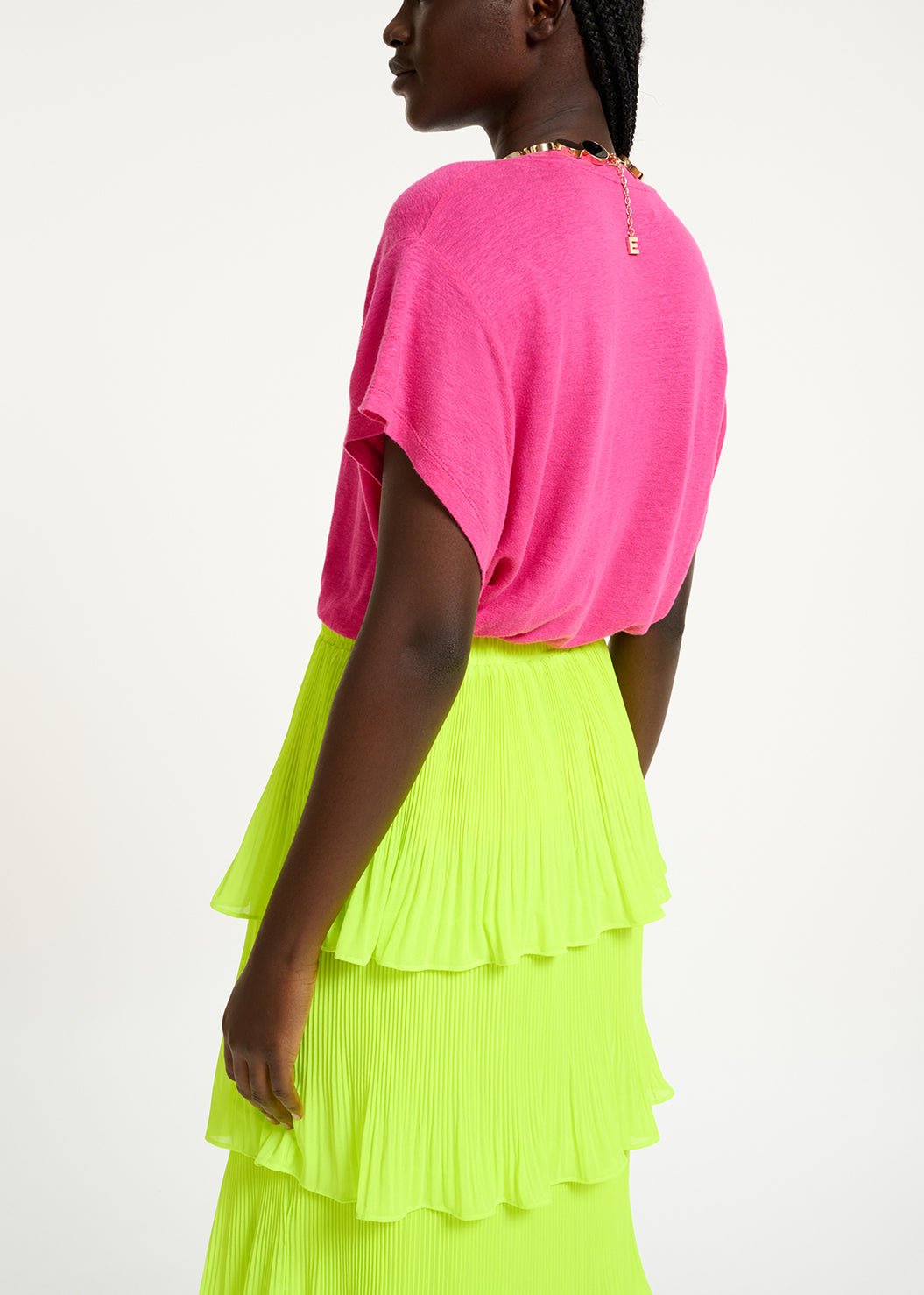 Fuchsia linen T-shirt RE—SSENTIEL | Essentiel second hand