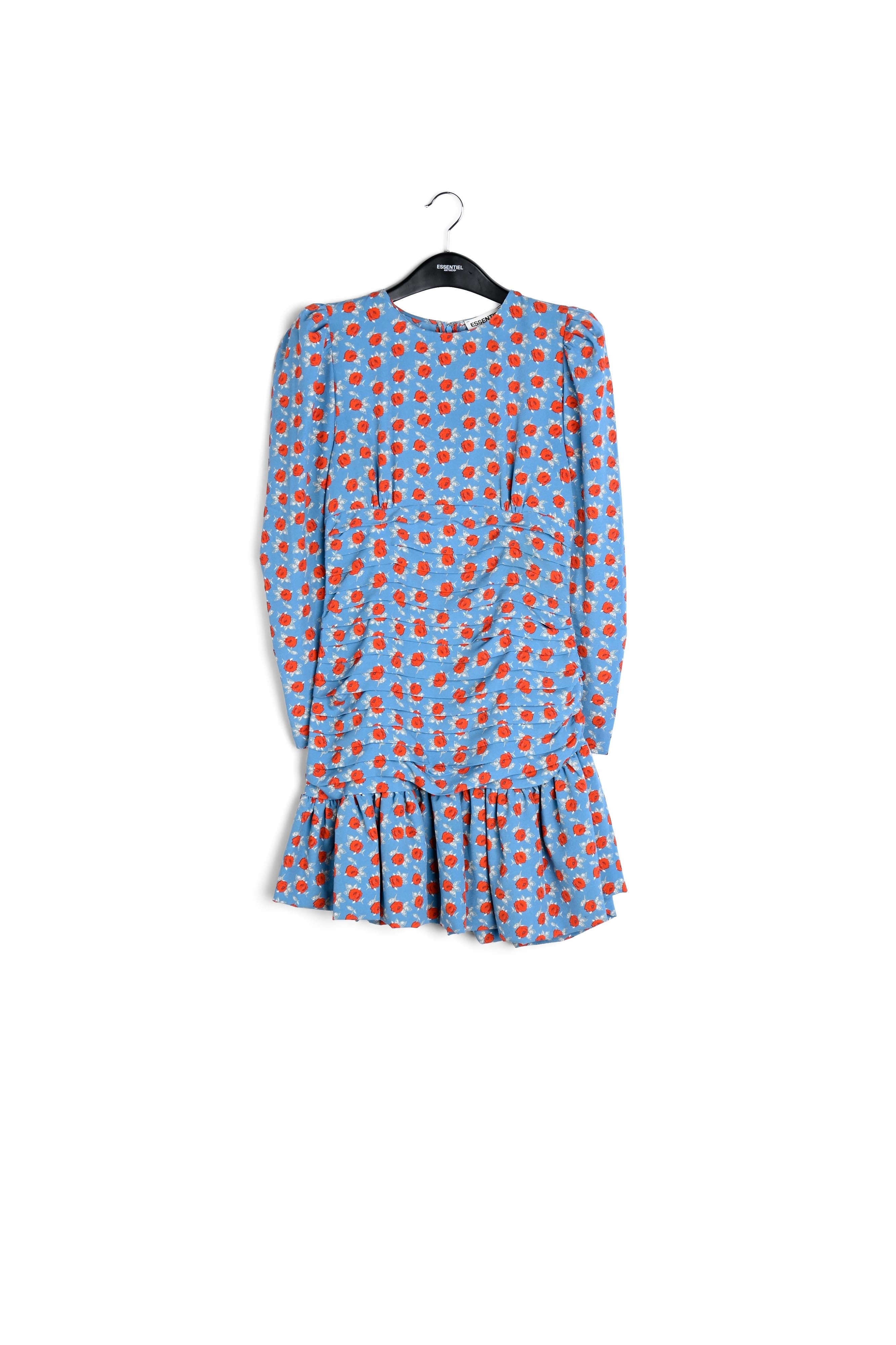 Lichtblauwe mini-jurk met bloemenprint RE—SSENTIEL | Essentiel second hand