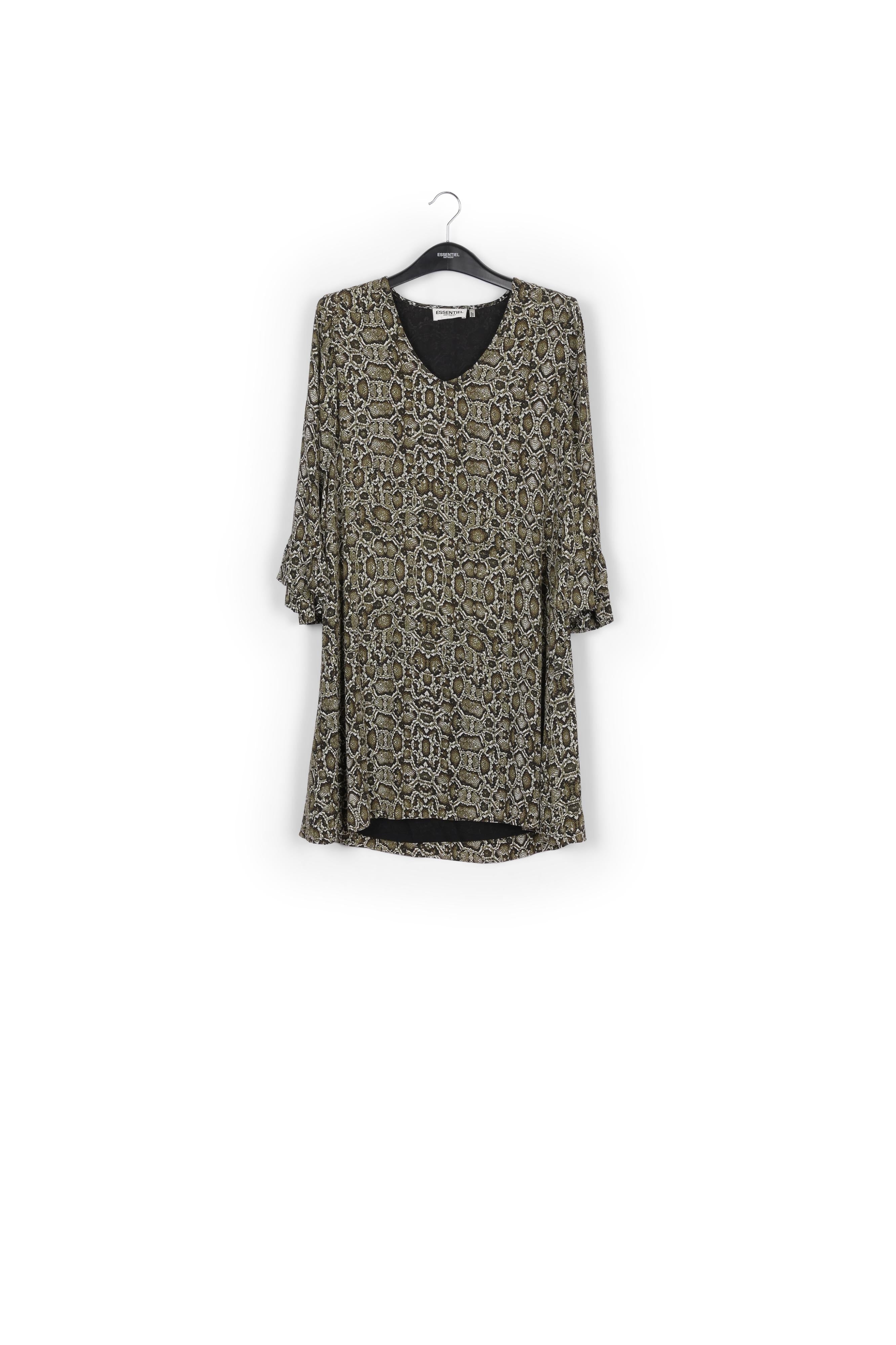 Kakigroene mini-jurk met slangenprint RE—SSENTIEL | Essentiel second hand