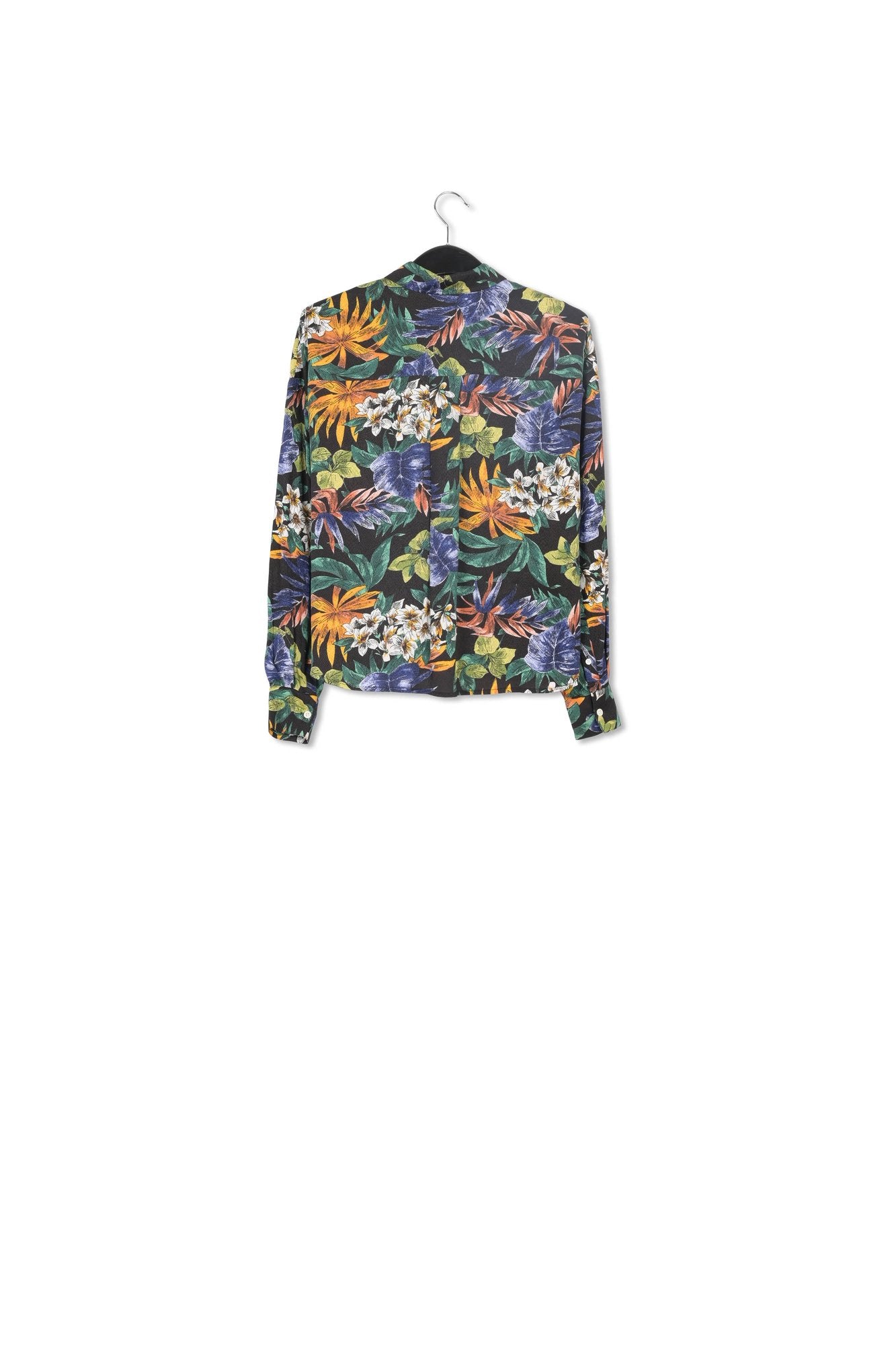 Black oversized shirt with colorful floral print RE—SSENTIEL | Essentiel second hand