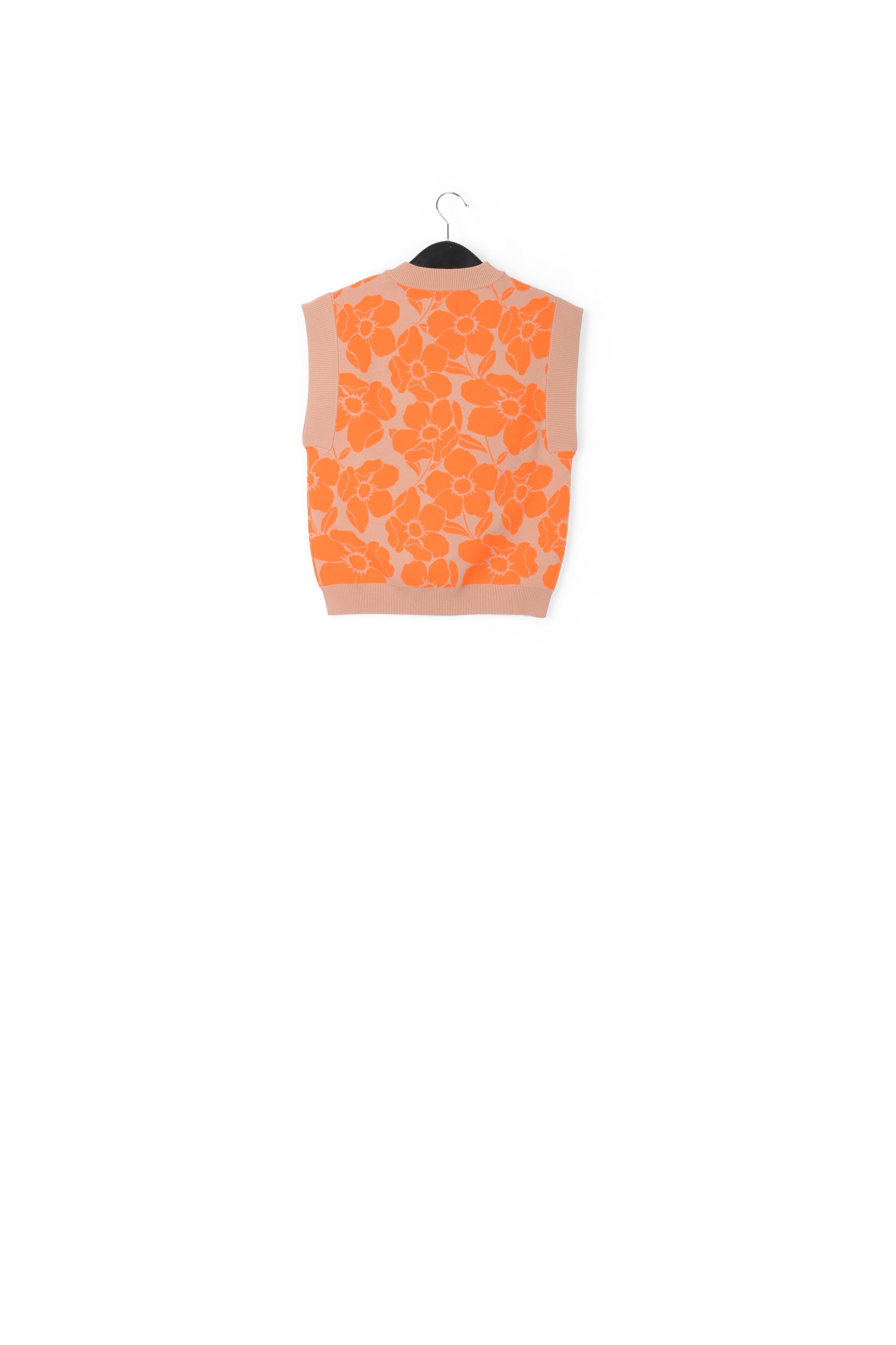 Beige and orange floral jacquard-knit sleeveless top RE—SSENTIEL | Essentiel second hand