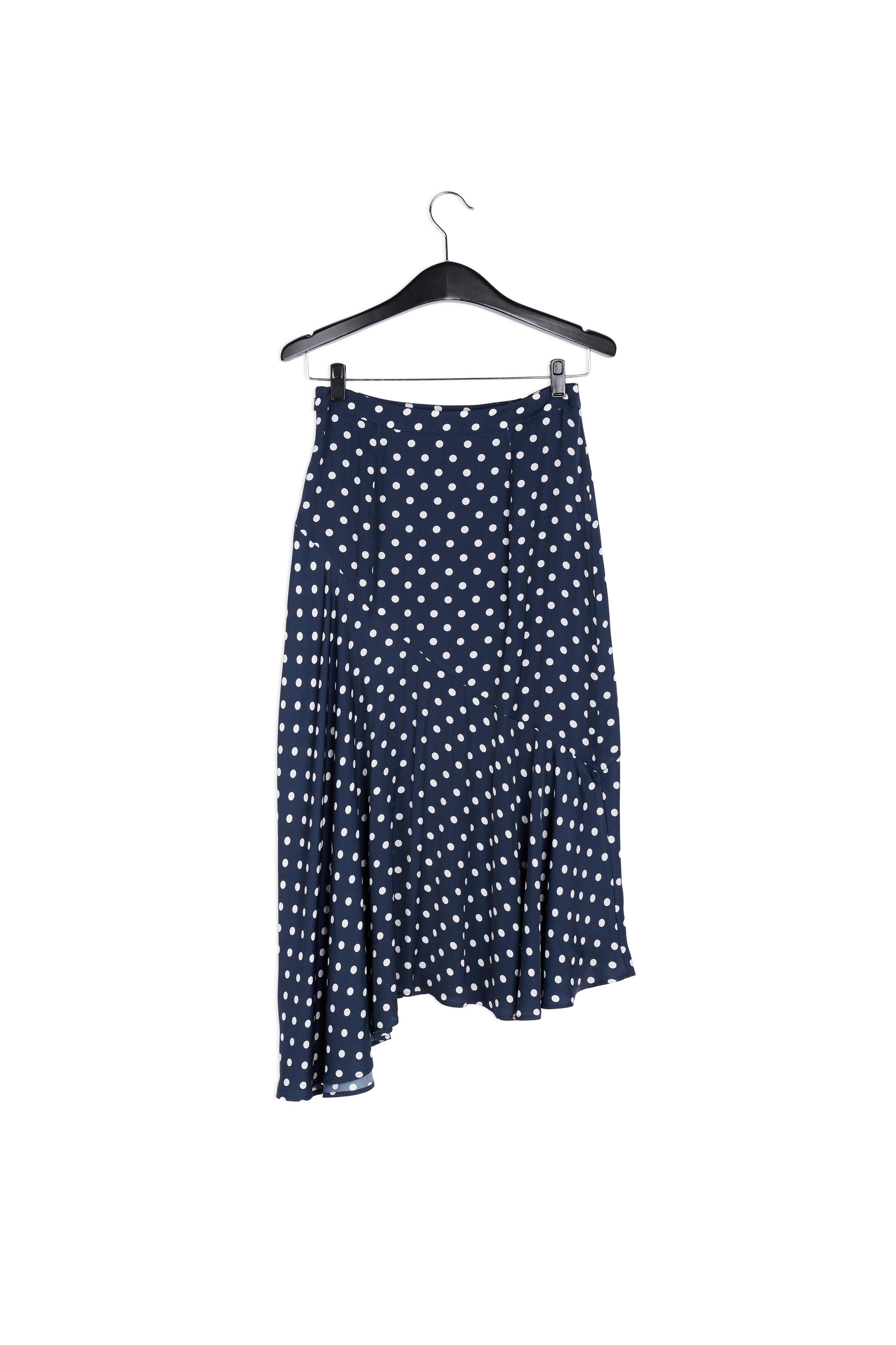 Dark blue polka dot midi skirt RE—SSENTIEL | Essentiel second hand