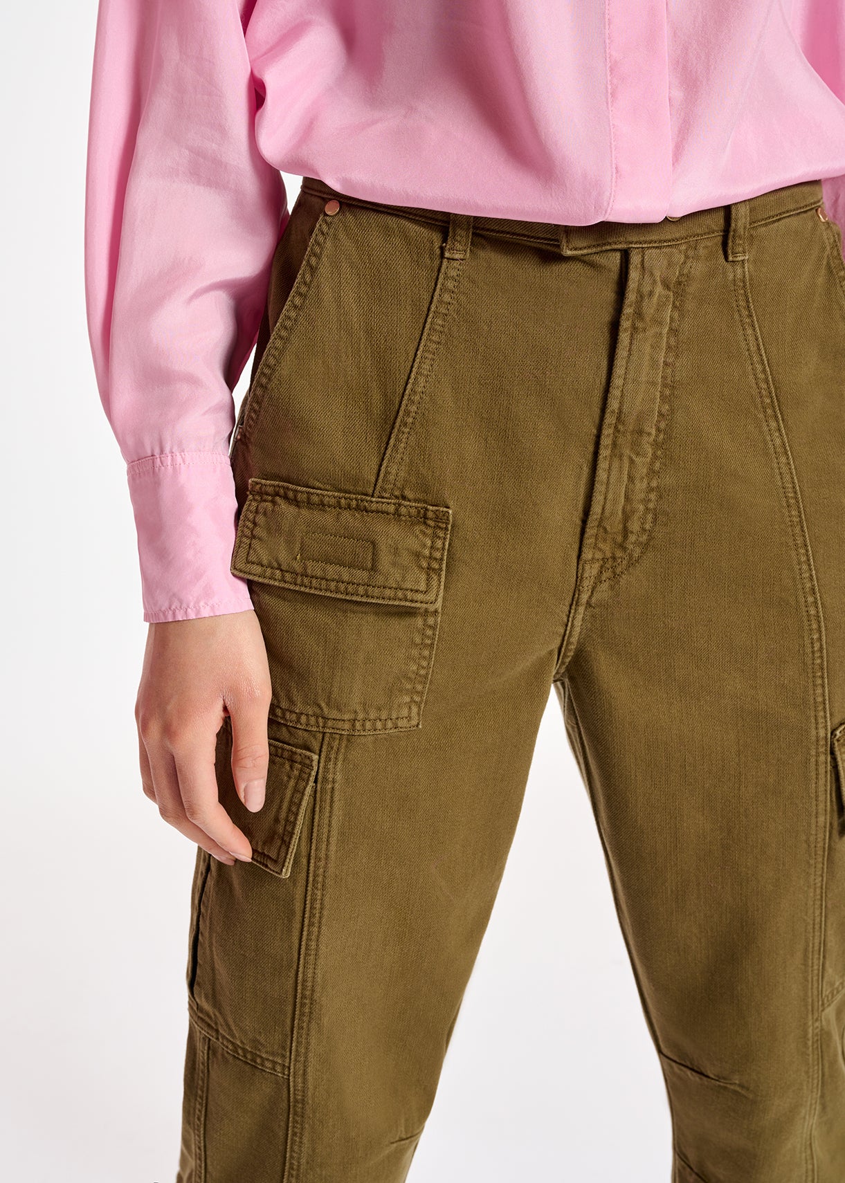 Khaki straight-leg cargo jeans RE—SSENTIEL | Essentiel second hand