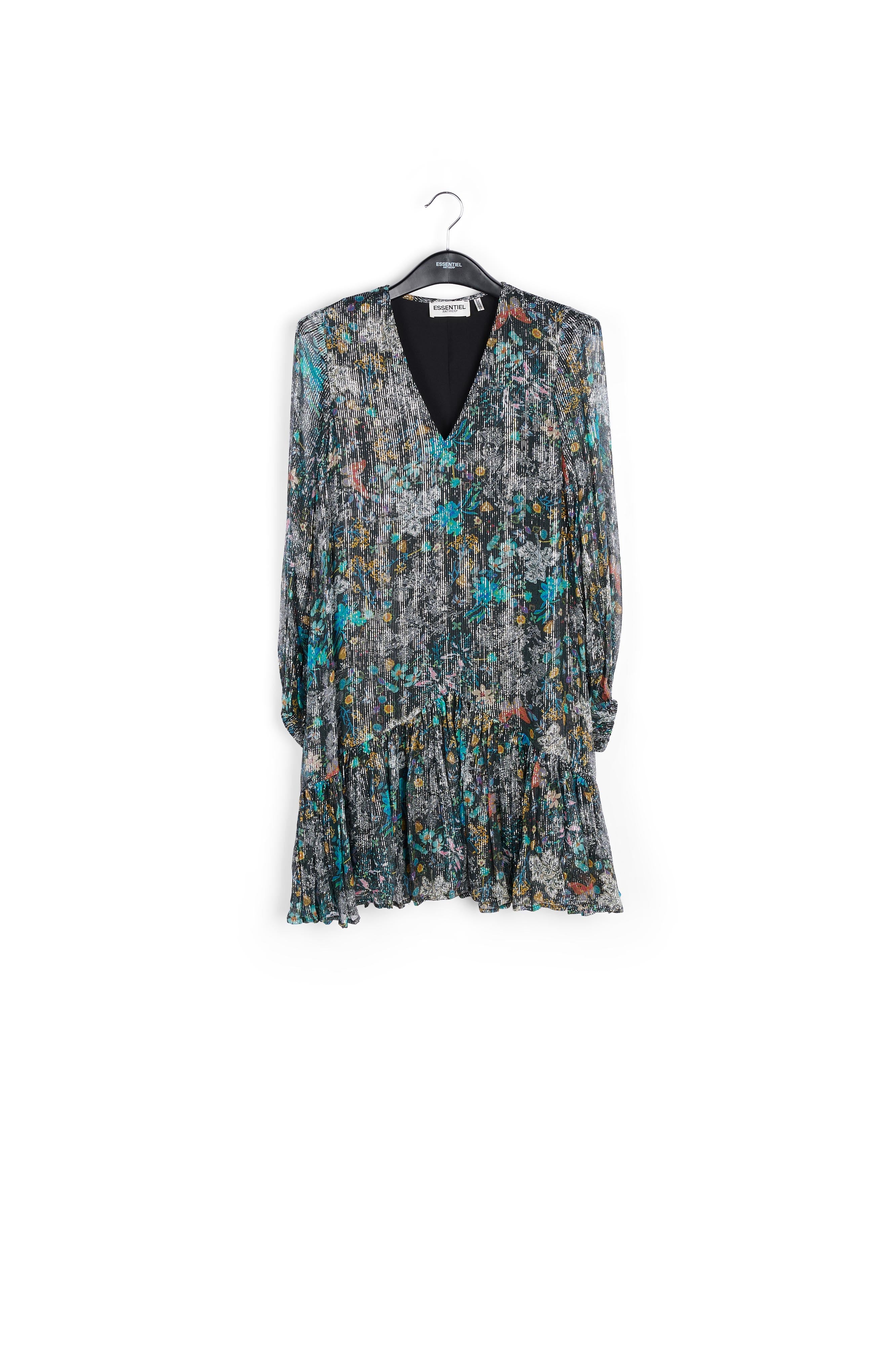Mini-jurk met donkere botanische print RE—SSENTIEL | Essentiel second hand