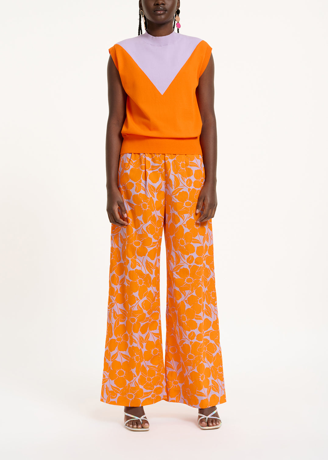 Orange and lilac knitted sleeveless top RE—SSENTIEL | Essentiel second hand