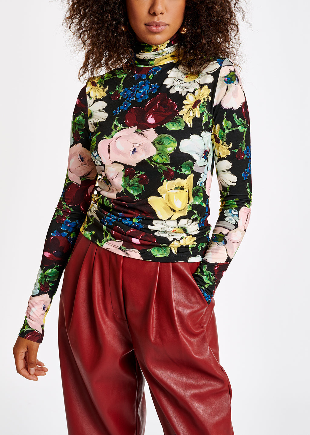 Floral print turtleneck top RE—SSENTIEL | Essentiel second hand