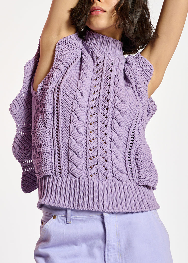Pull sans manches lilas à volants RE—SSENTIEL | Essentiel second hand