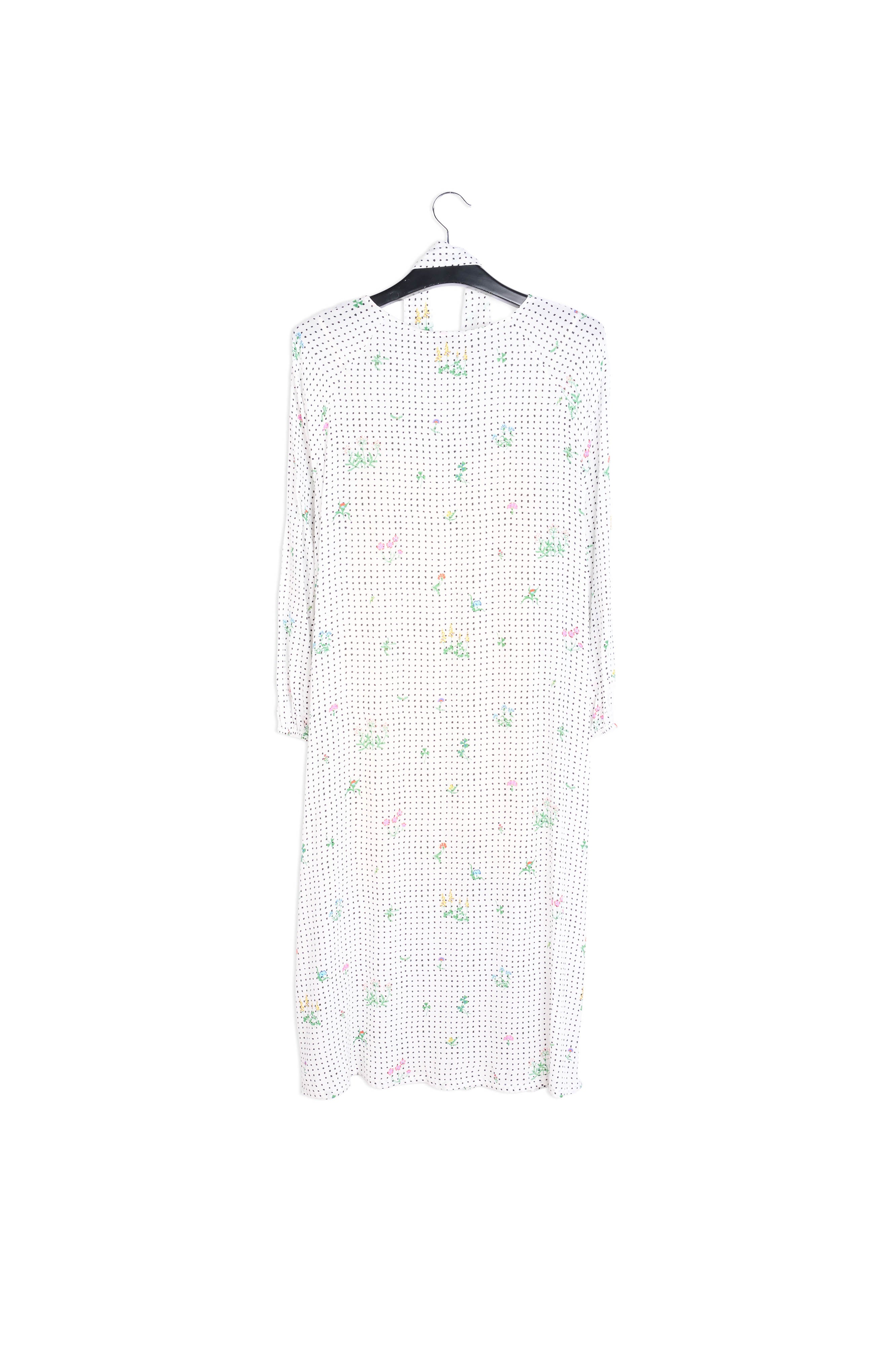 Gebroken witte jurk met stippen en bloemenprint RE—SSENTIEL | Essentiel second hand