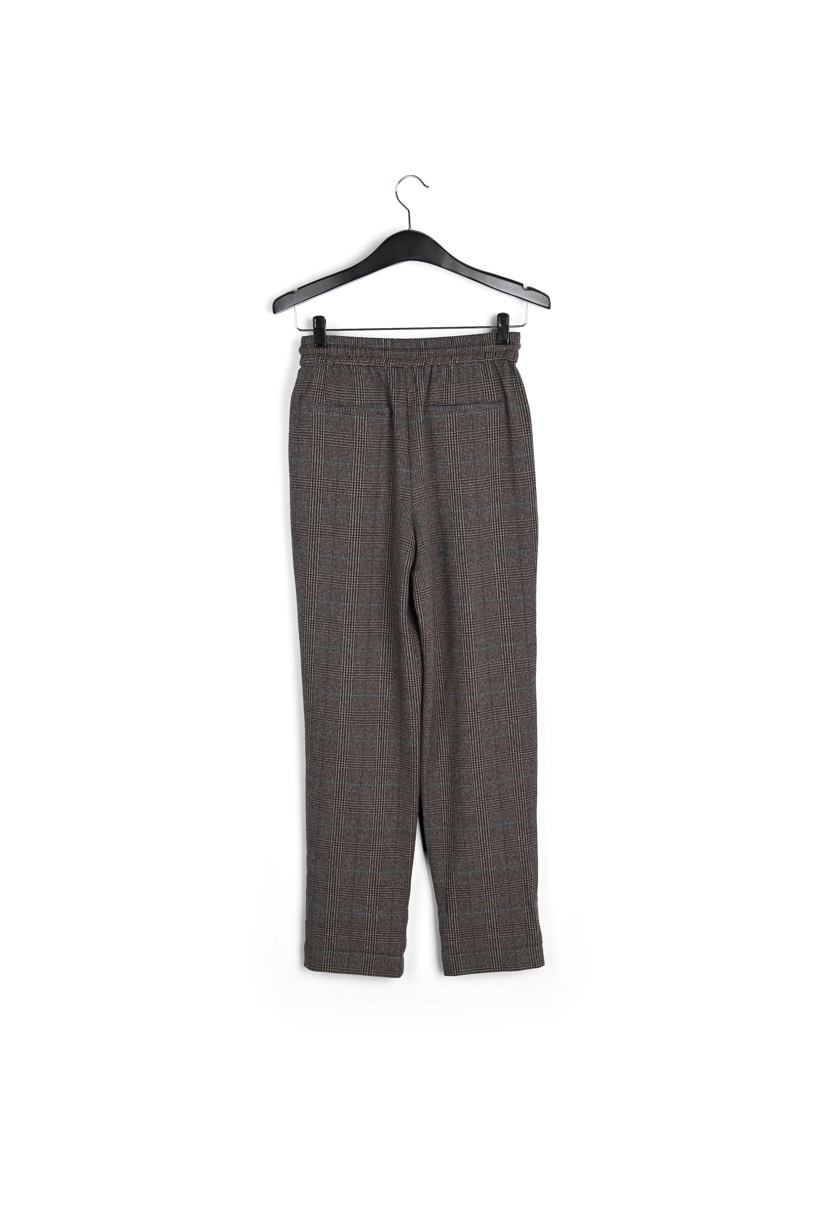 Pantalon brun à carreaux beiges et roses RE—SSENTIEL | Essentiel second hand