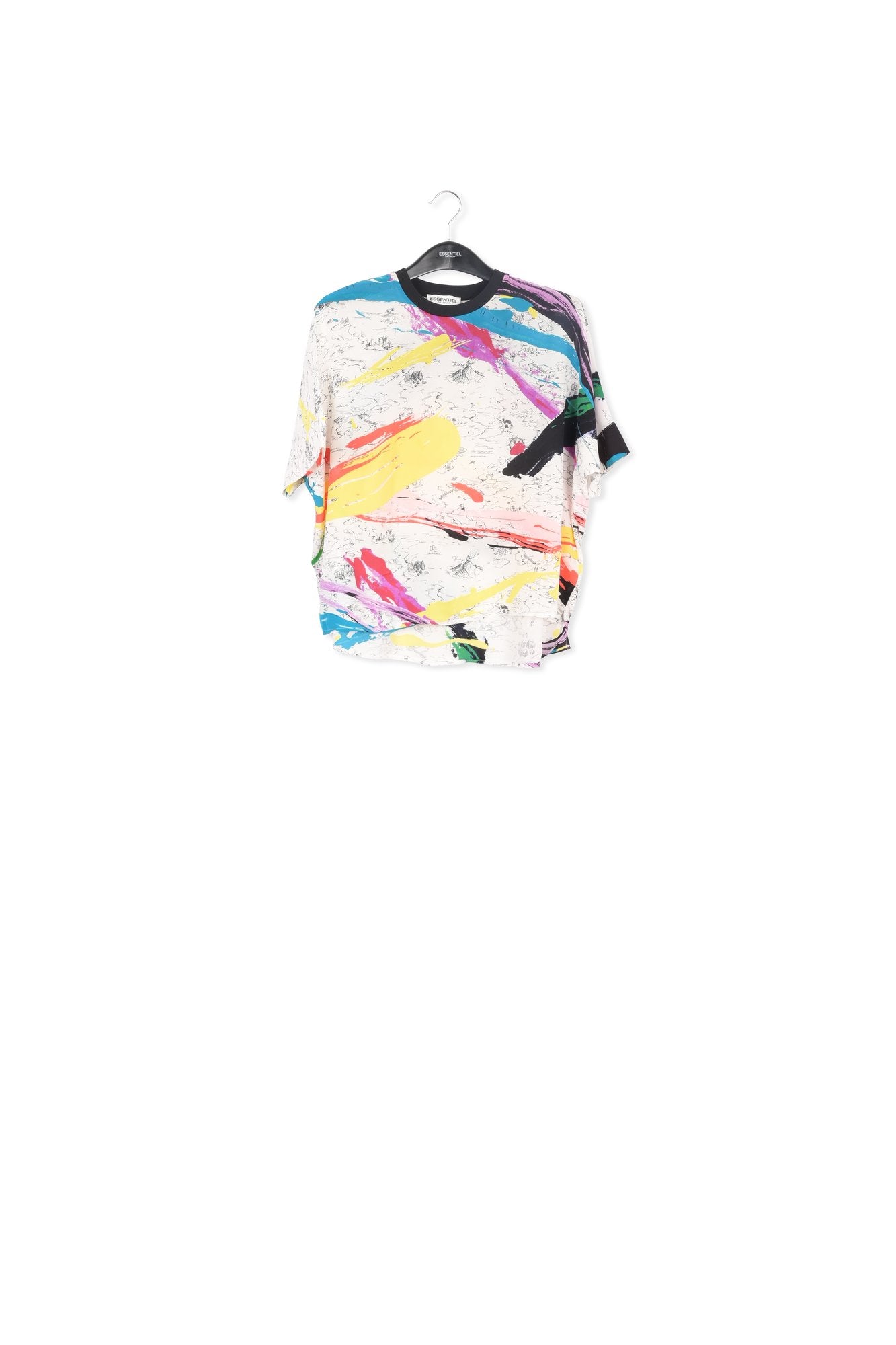 Off-white boxy top with colorful splatters RE—SSENTIEL | Essentiel second hand