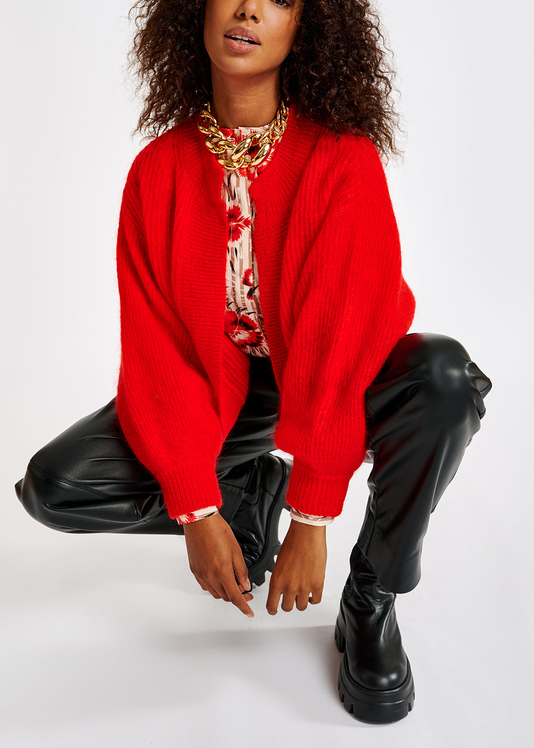 Orange mohair and wool blend cardigan RE—SSENTIEL | Essentiel second hand