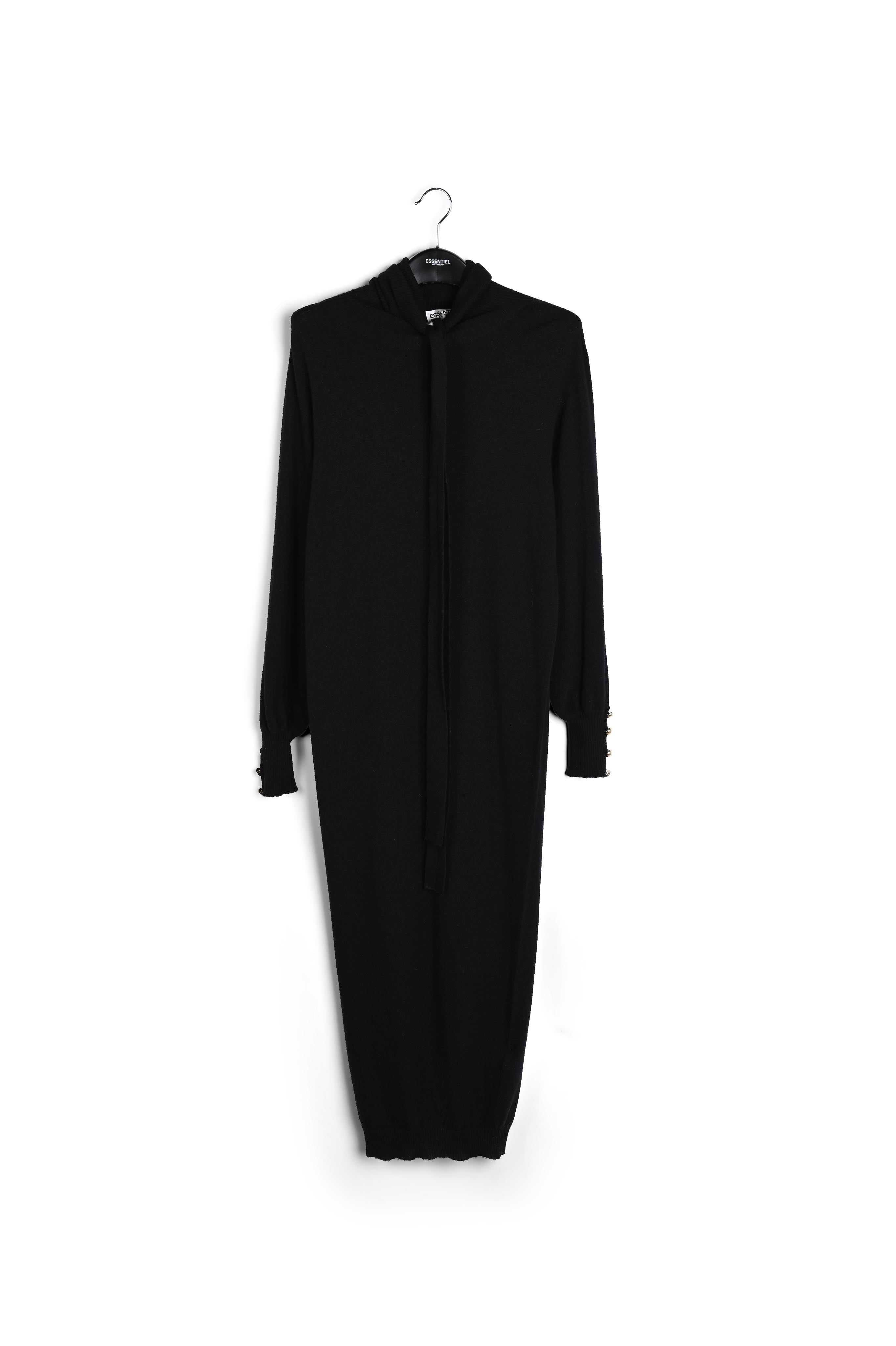 Zwarte gebreide jurk met rolkraag RE—SSENTIEL | Essentiel second hand