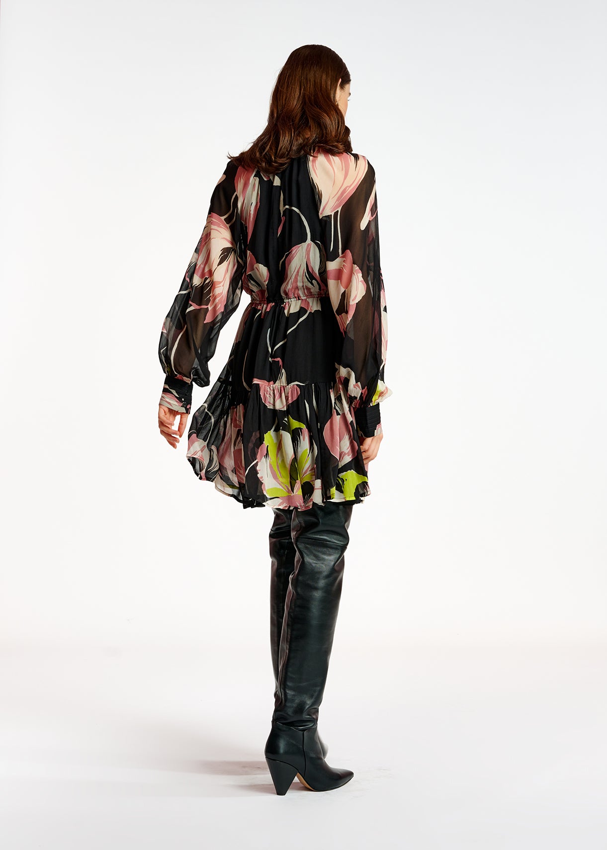 Black floral-print mini dress RE—SSENTIEL | Essentiel second hand