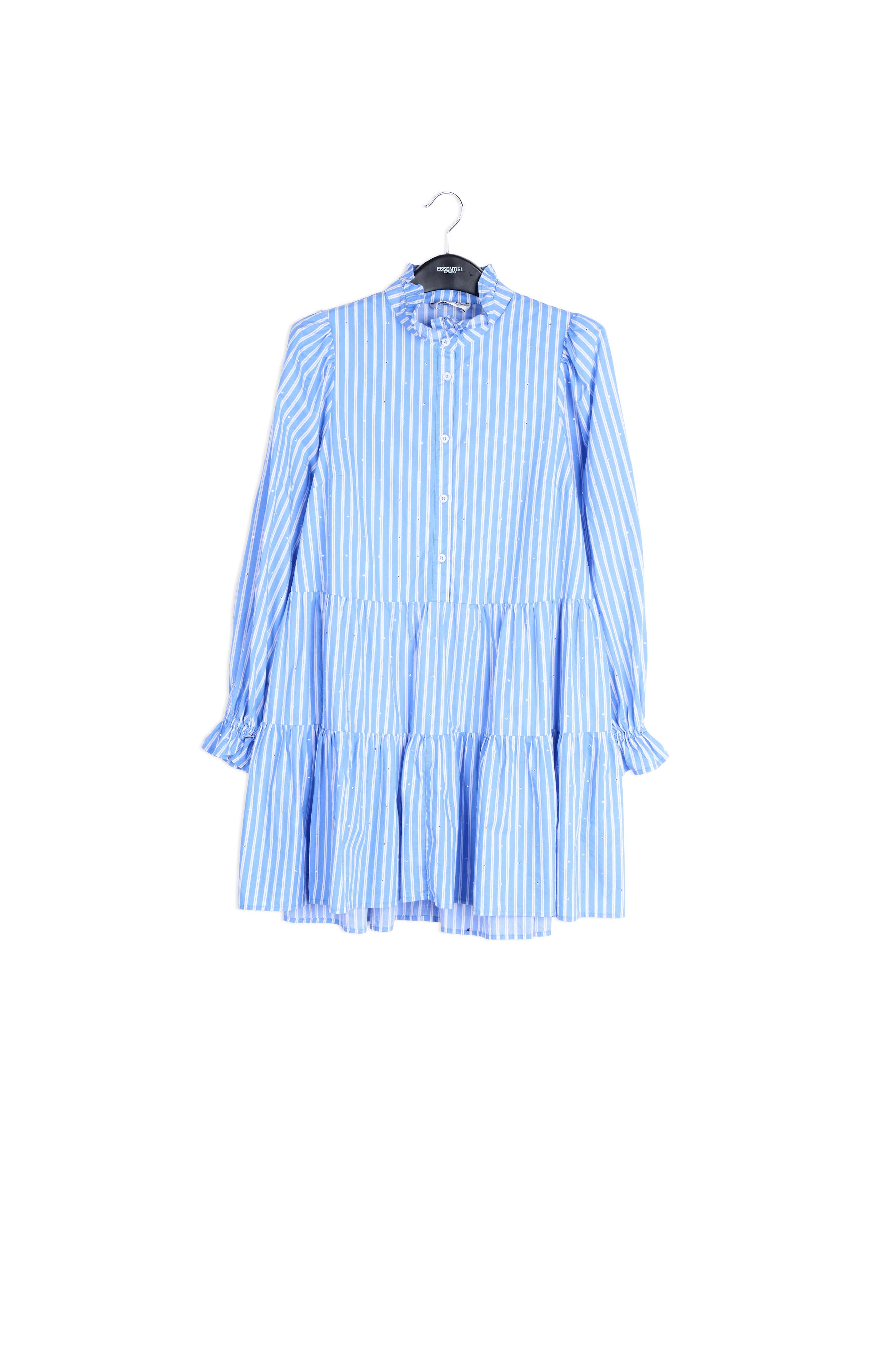 Light blue striped cotton-poplin mini dress RE—SSENTIEL | Essentiel second hand