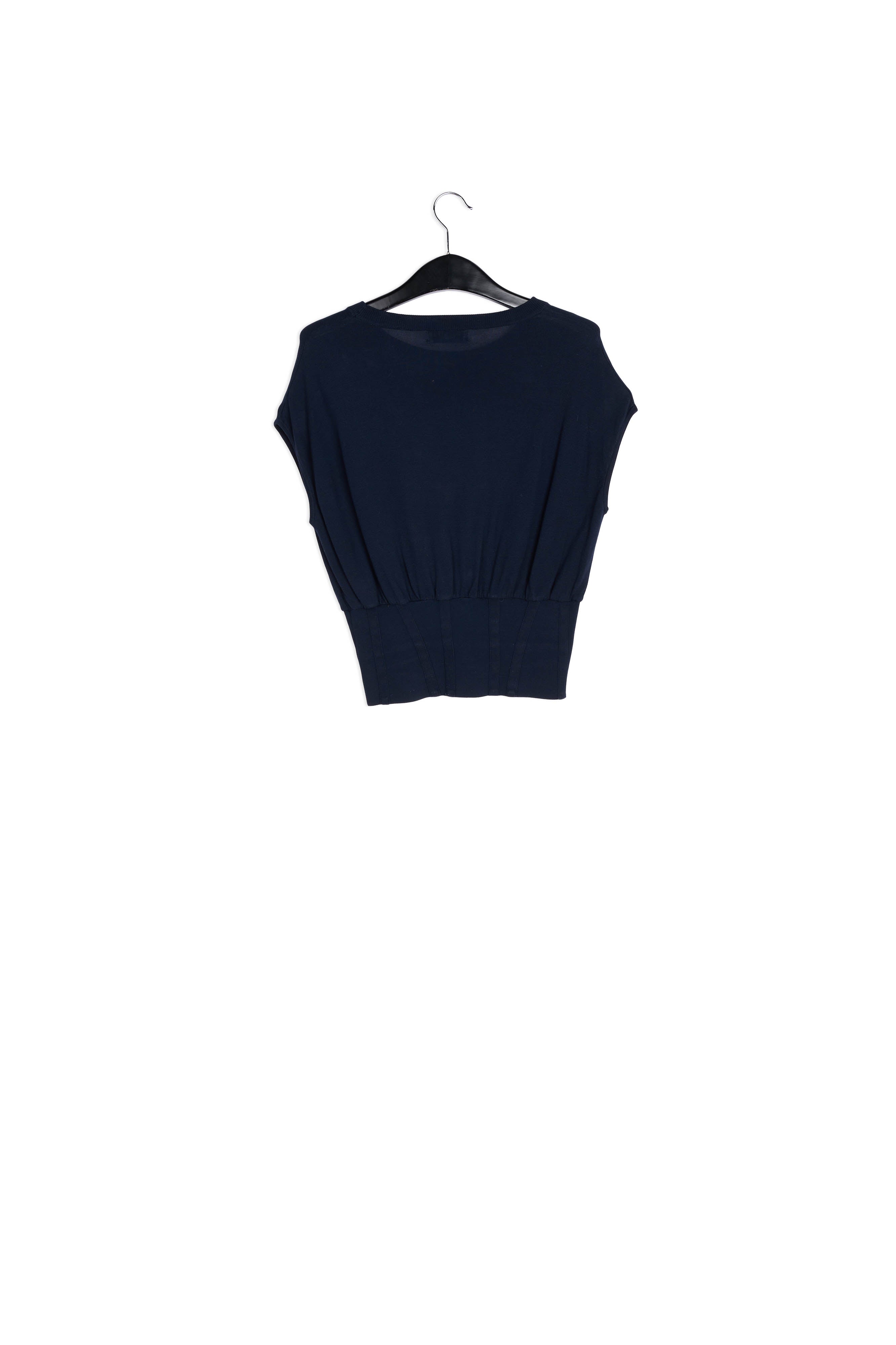Dark blue sleeveless knitted top with fitted waist RE—SSENTIEL | Essentiel second hand