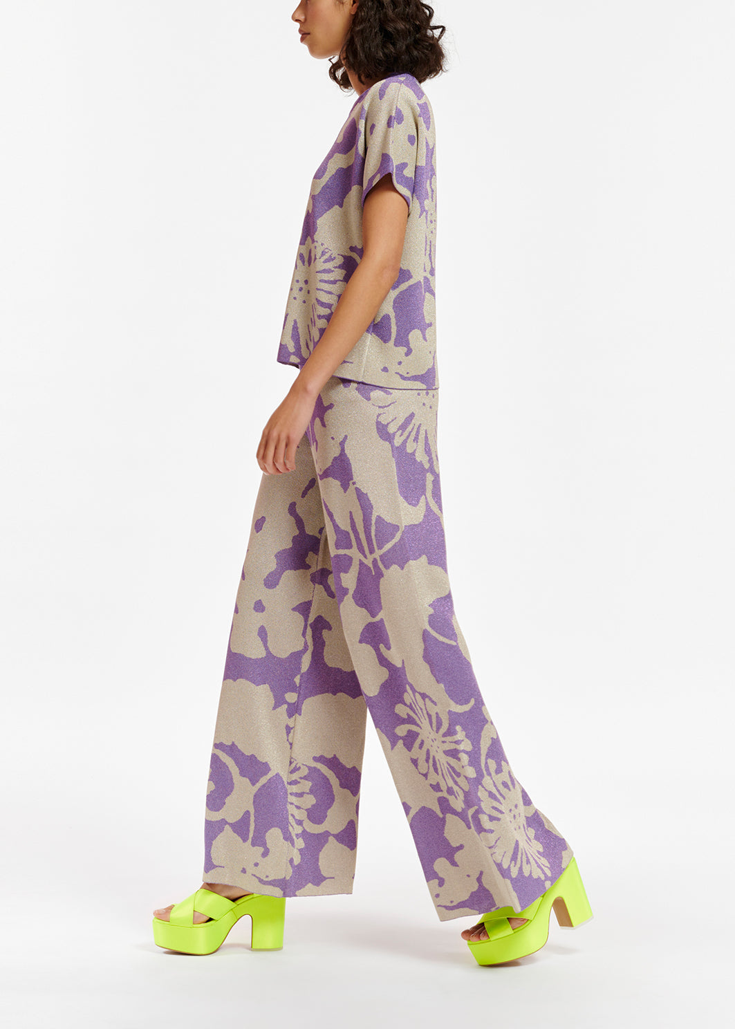 Pull jacquard beige et violet avec lurex RE—SSENTIEL | Essentiel second hand