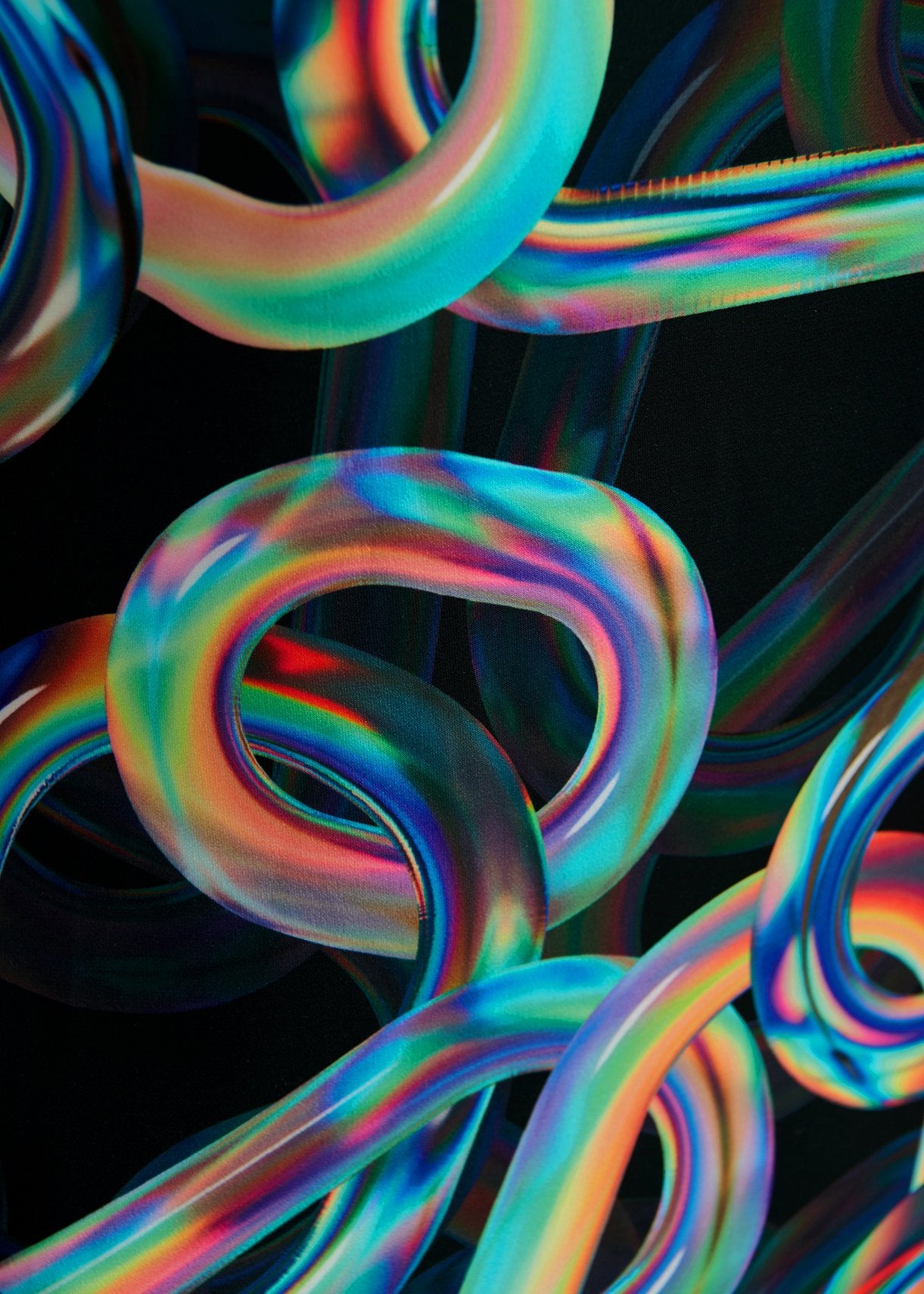 Black abstract-print turtleneck top RE—SSENTIEL | Essentiel second hand