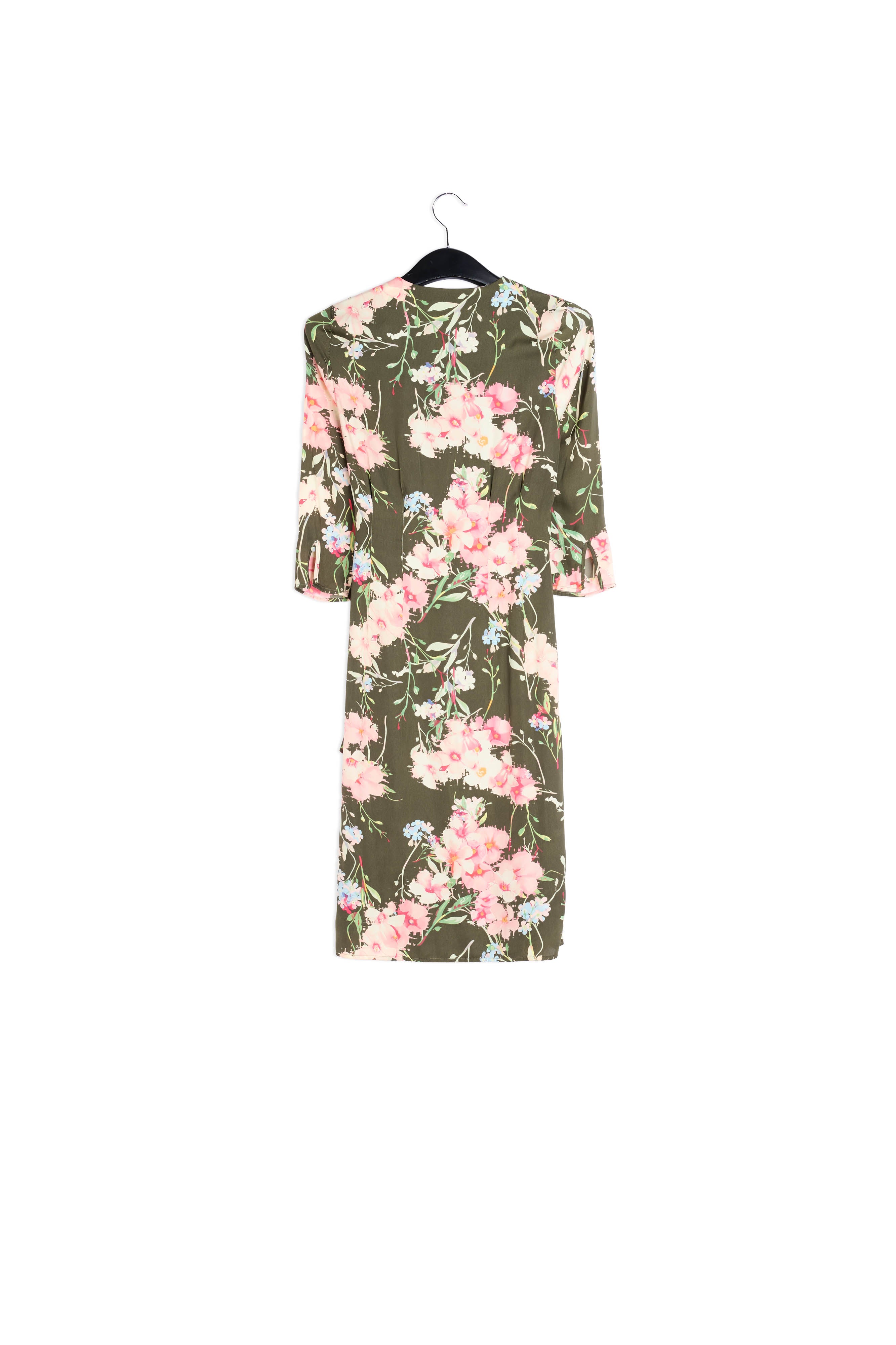 Khaki floral wrap dress RE—SSENTIEL | Essentiel second hand